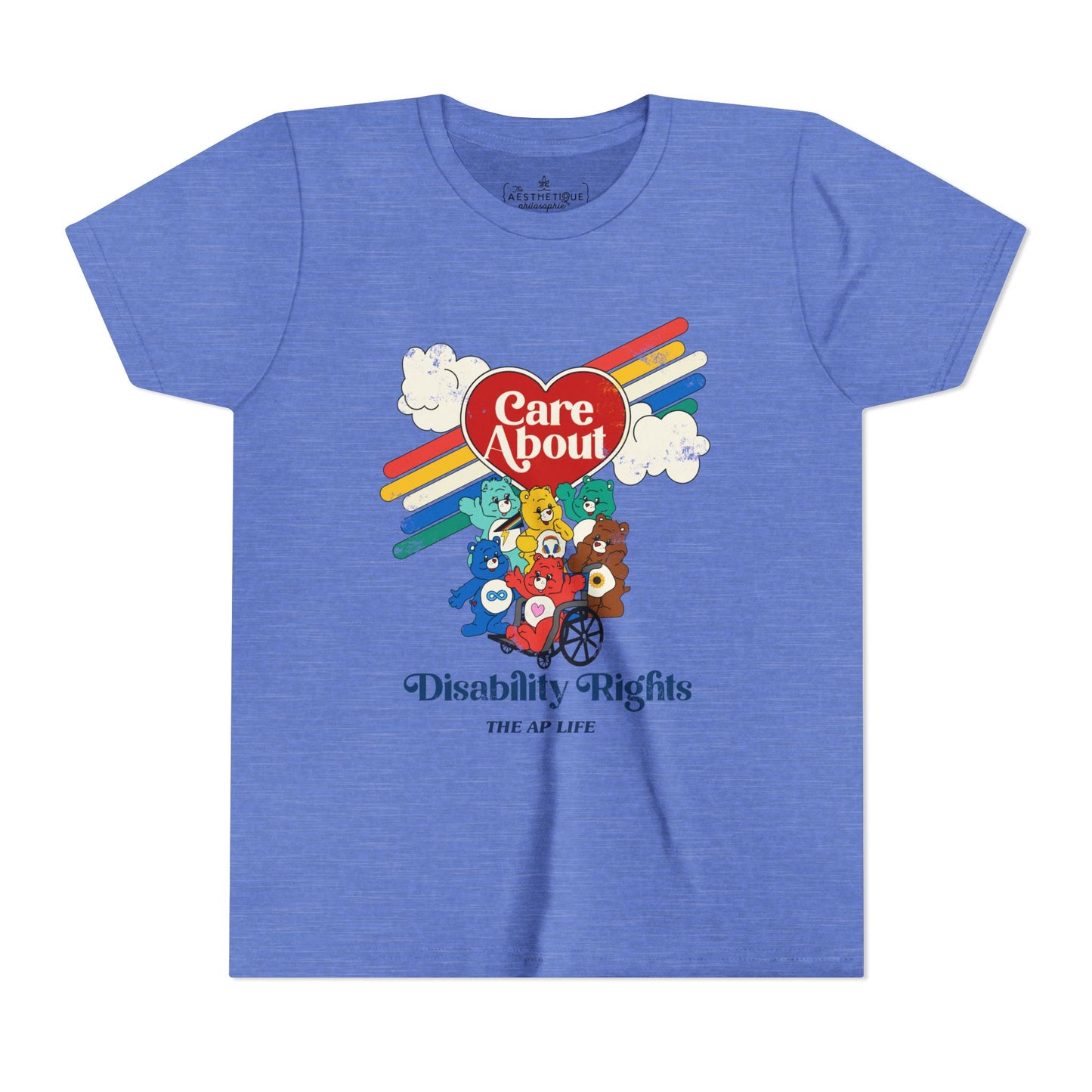 Care About Disability Rights - Retro 80s Vibe - Youth Unisex Jersey Tee