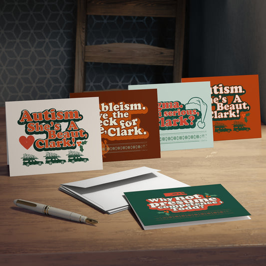 Neuro Affirming Christmas Vacation Assorted Parody Multi-Design Greeting Cards (5-Pack)