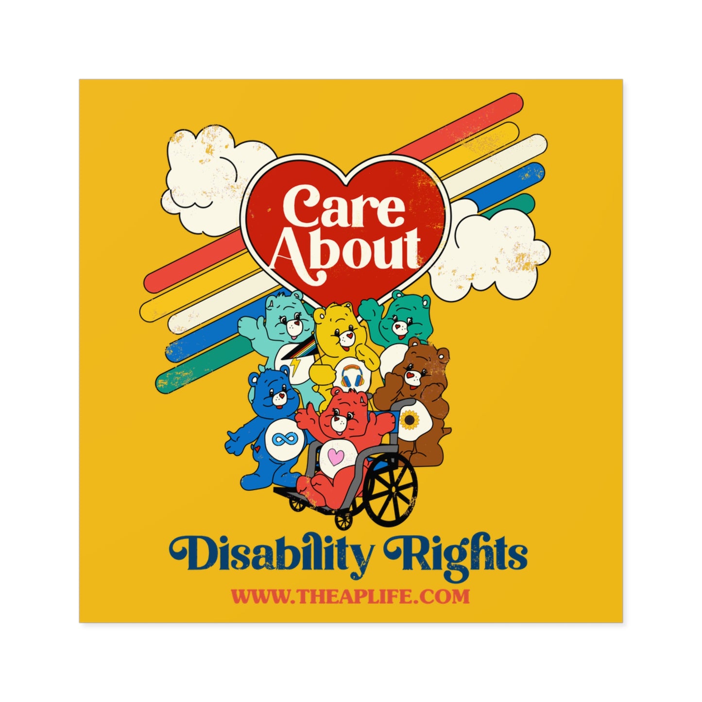 Care About Disability Rights - Vinyl Square Sticker, Indoor\Outdoor