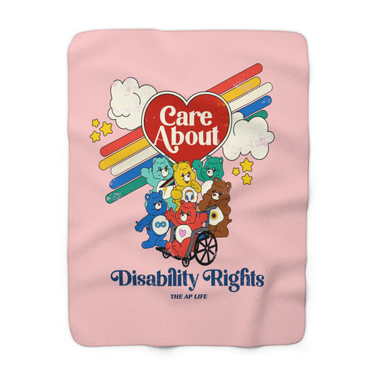 Care About Disability Rights - Retro 80s Vibe - Sherpa Fleece Blanket
