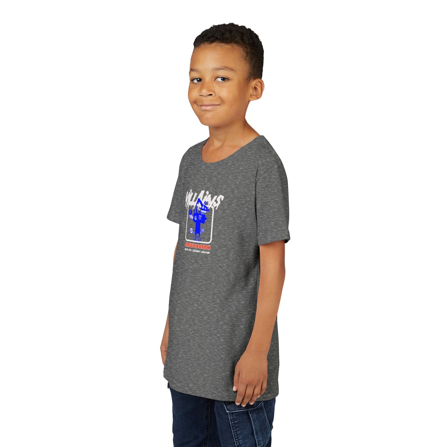 Villains of The Autistic Community Series - Perseveration - Broken Robot - Zachary Lierman - Youth Unisex Jersey Tee