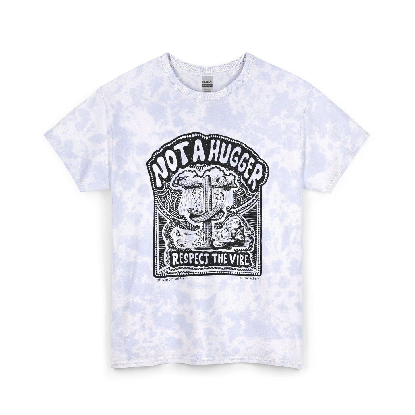 Not A Hugger - Respect the Vibe - Adult Unisex Tie Dye Cotton Tee - Tuned Out Supply + The AP Life Collab