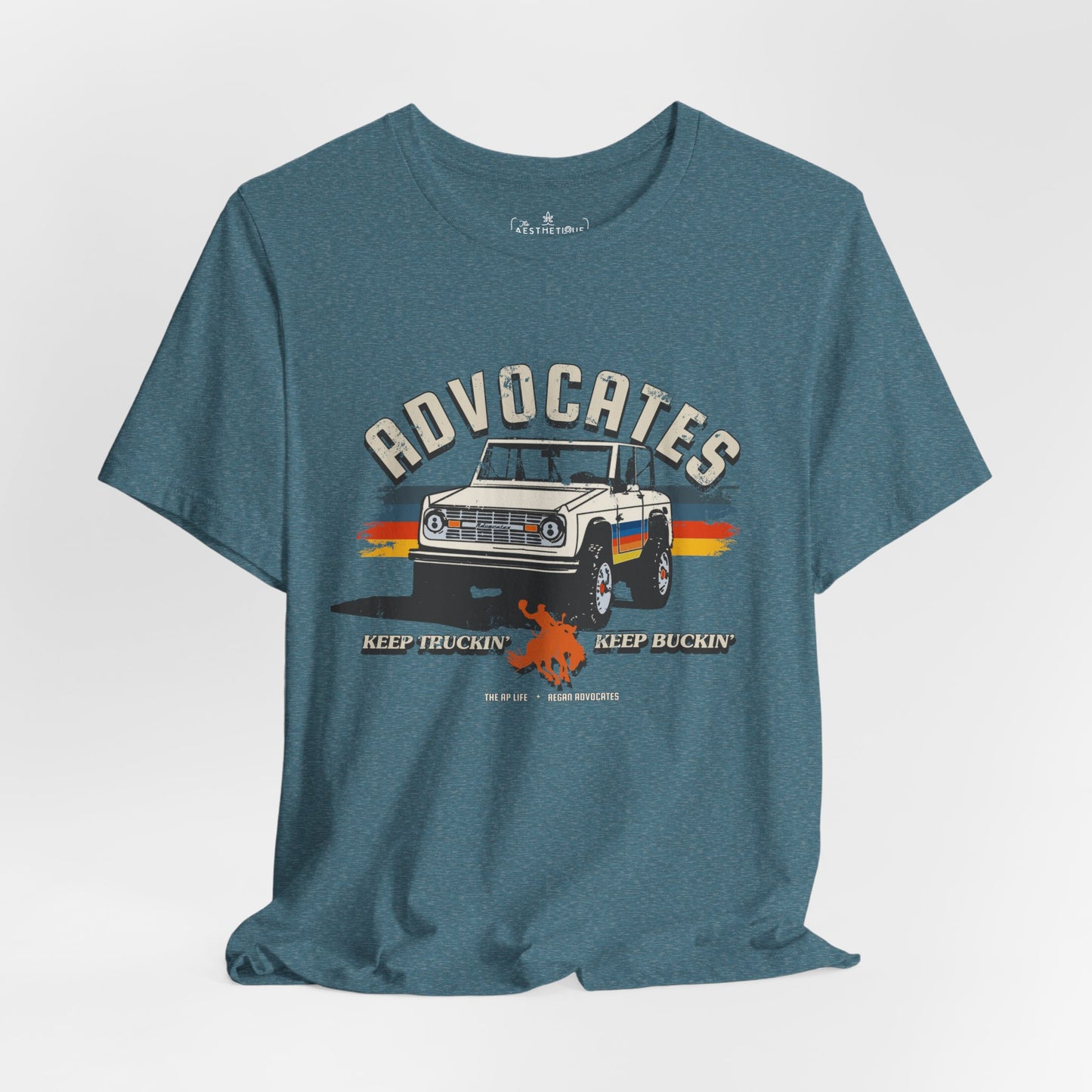 Advocates Keep Truckin', Keep Buckin' - Bronco Truck - Adult Unisex Jersey Tee