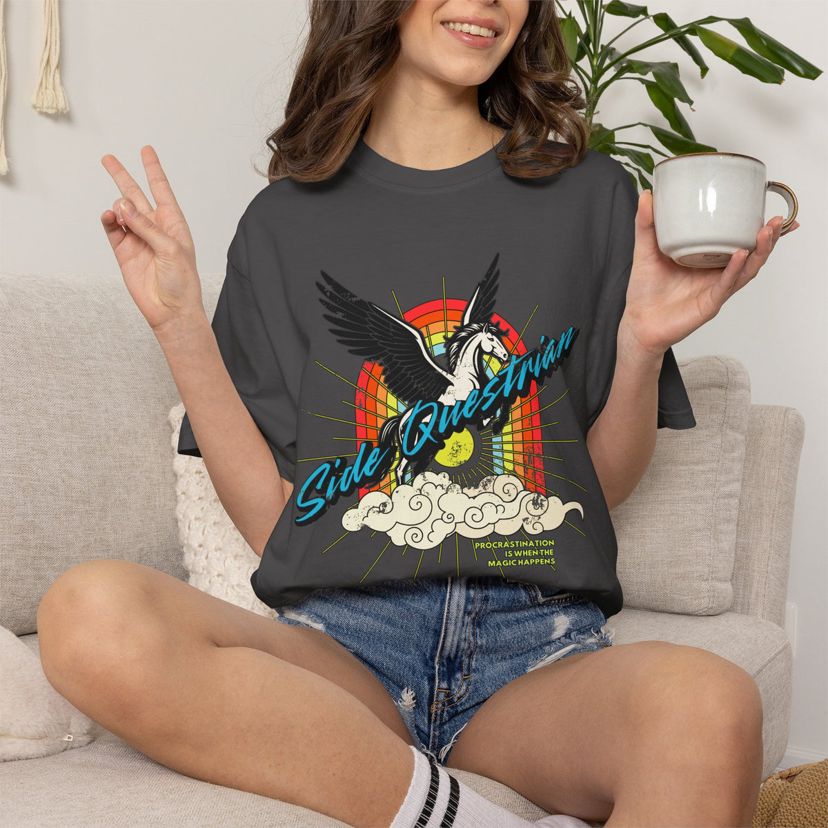 Side Questrian - Procrastination is When the Magic Happens - ADHD - Adult Unisex Cotton Tee