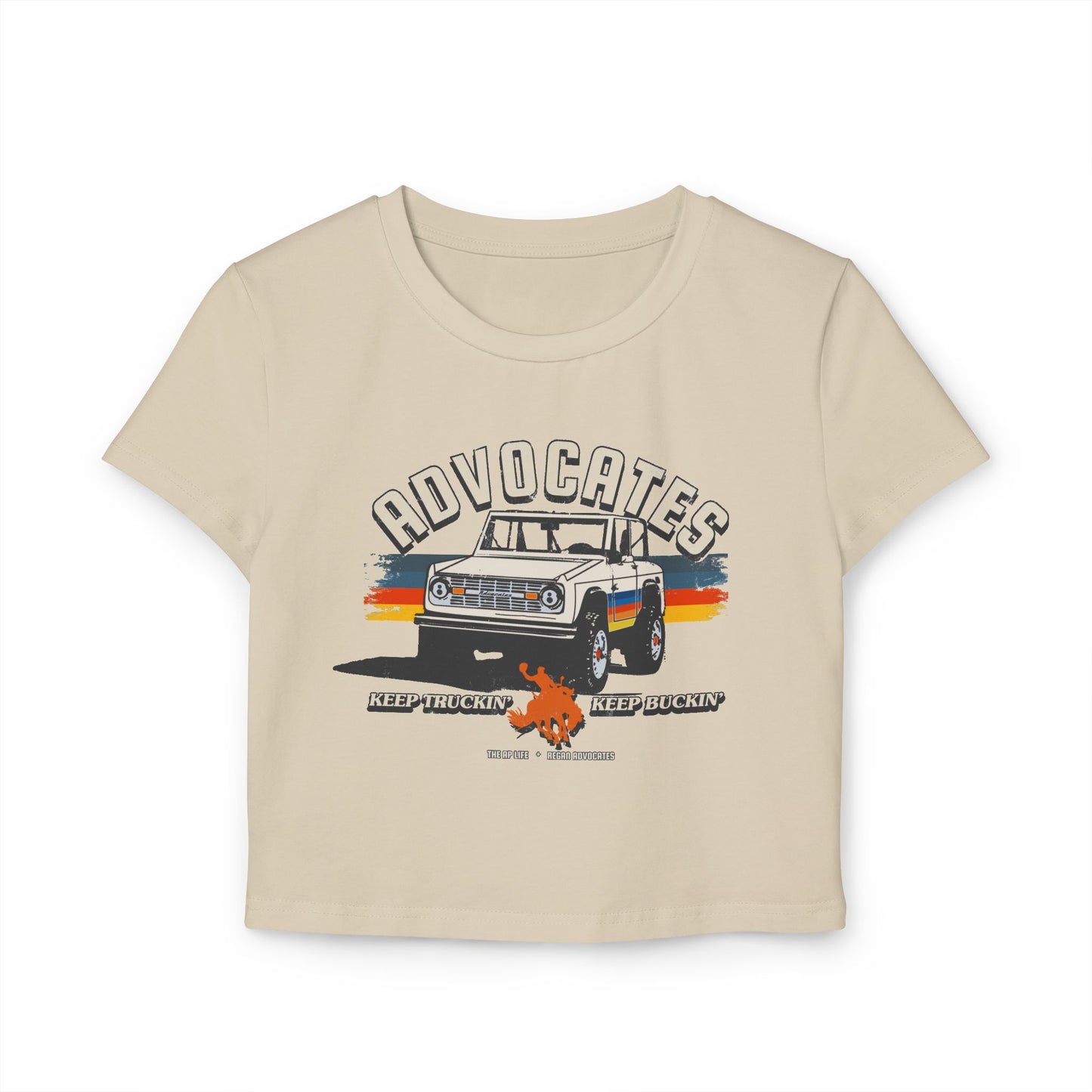 Advocates Keep Truckin', Keep Buckin' - Retro Bronco Truck - Women's Baby Tee