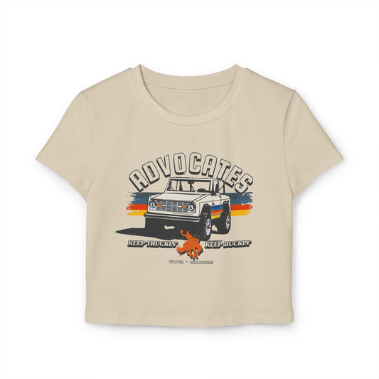 Advocates Keep Truckin', Keep Buckin' - Retro Bronco Truck - Women's Baby Tee