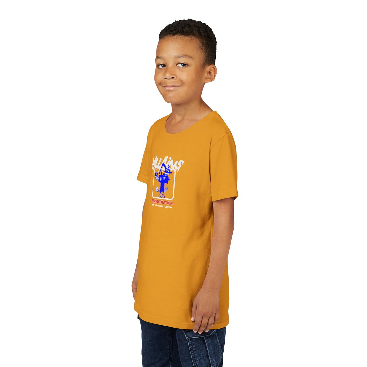 Villains of The Autistic Community Series - Perseveration - Broken Robot - Zachary Lierman - Youth Unisex Jersey Tee