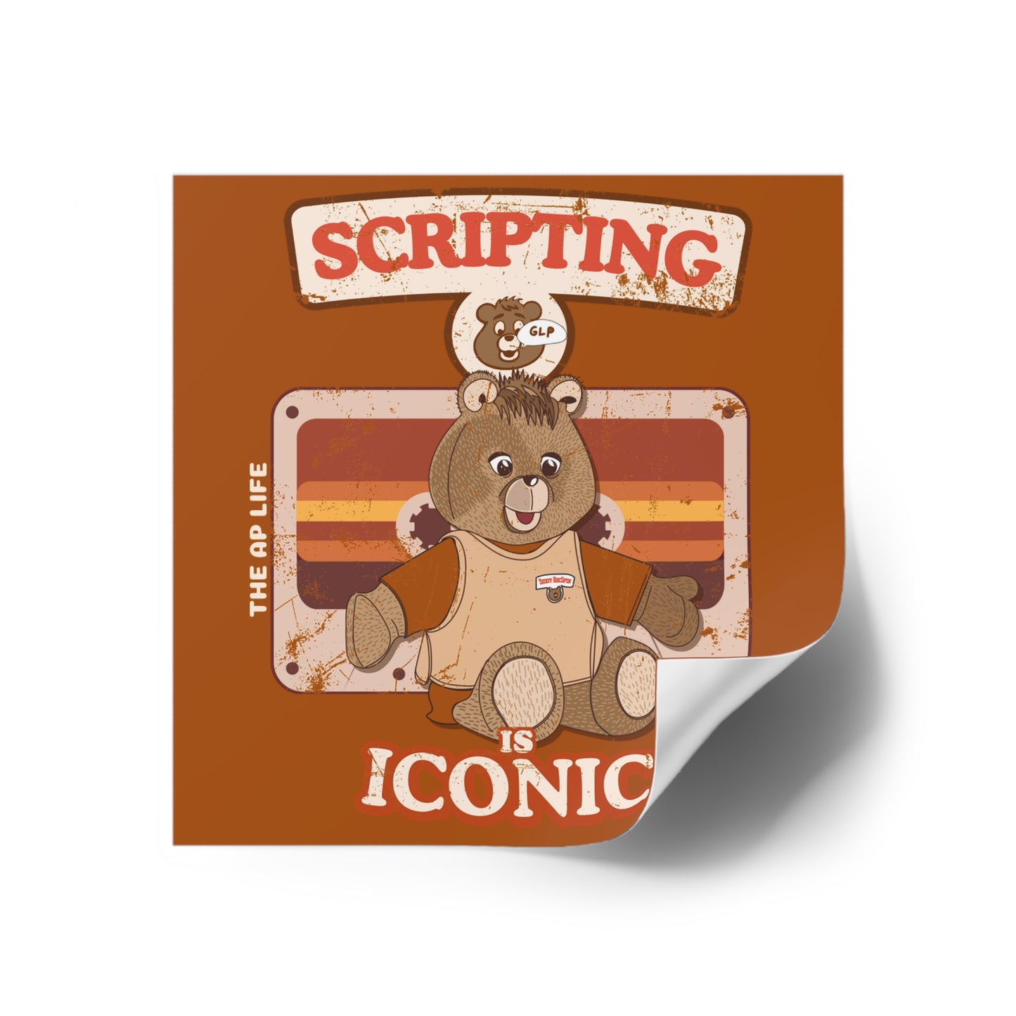 Scripting is Iconic - GLP - Teddy RecSpin - Vinyl Square Sticker, Indoor\Outdoor
