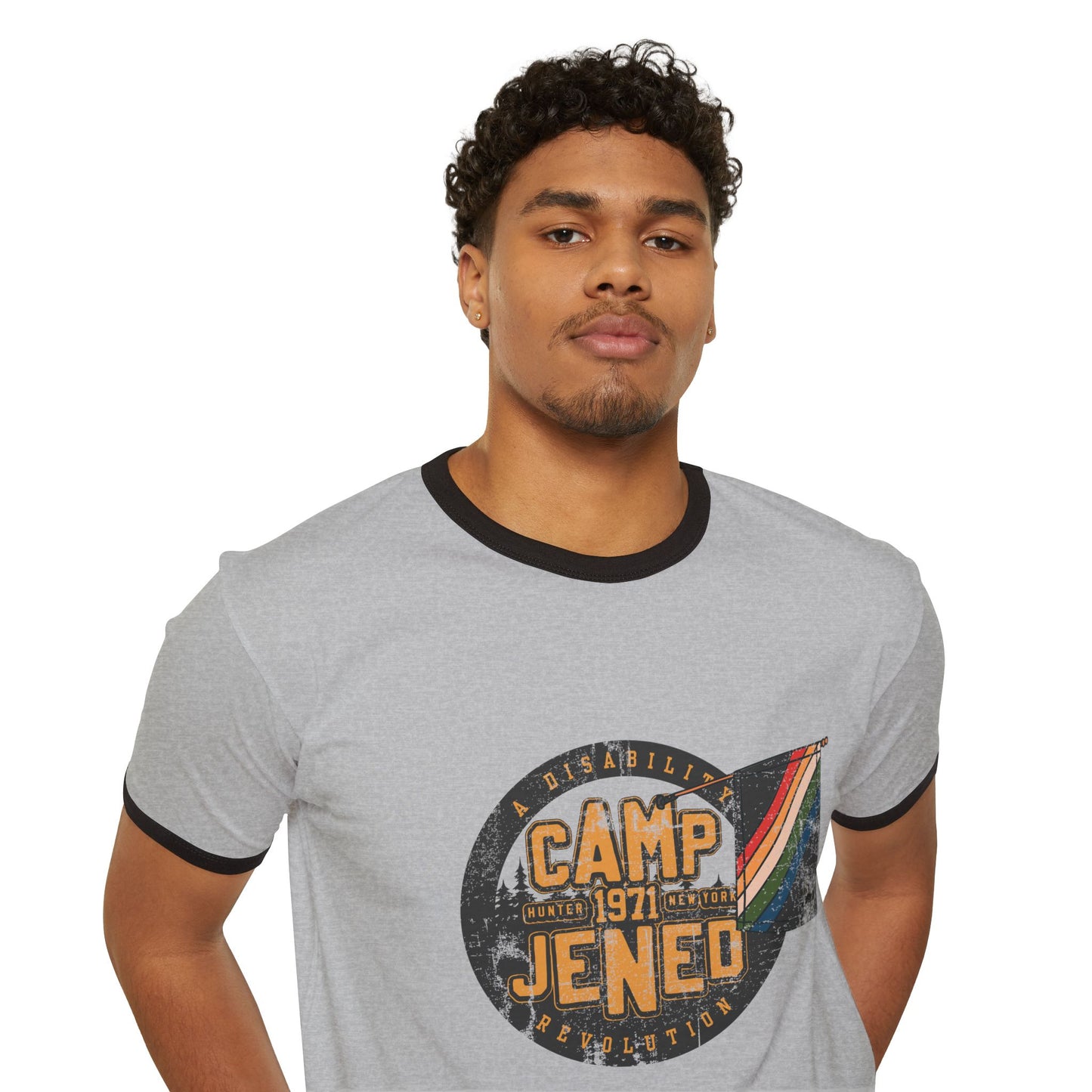 Camp Jened 1971 - A Disability Revolution - Adult Unisex Cotton Ringer T-Shirt