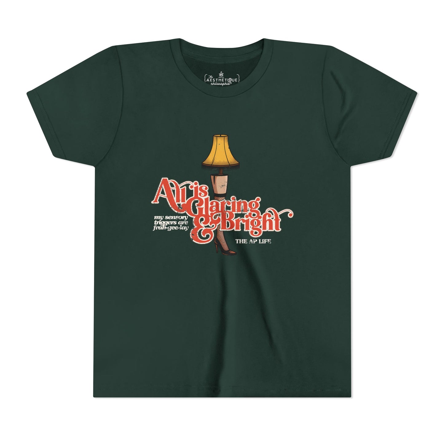 All is Glaring & Bright - Leg Lamp - Sensory Triggers - Youth Short Sleeve Tee