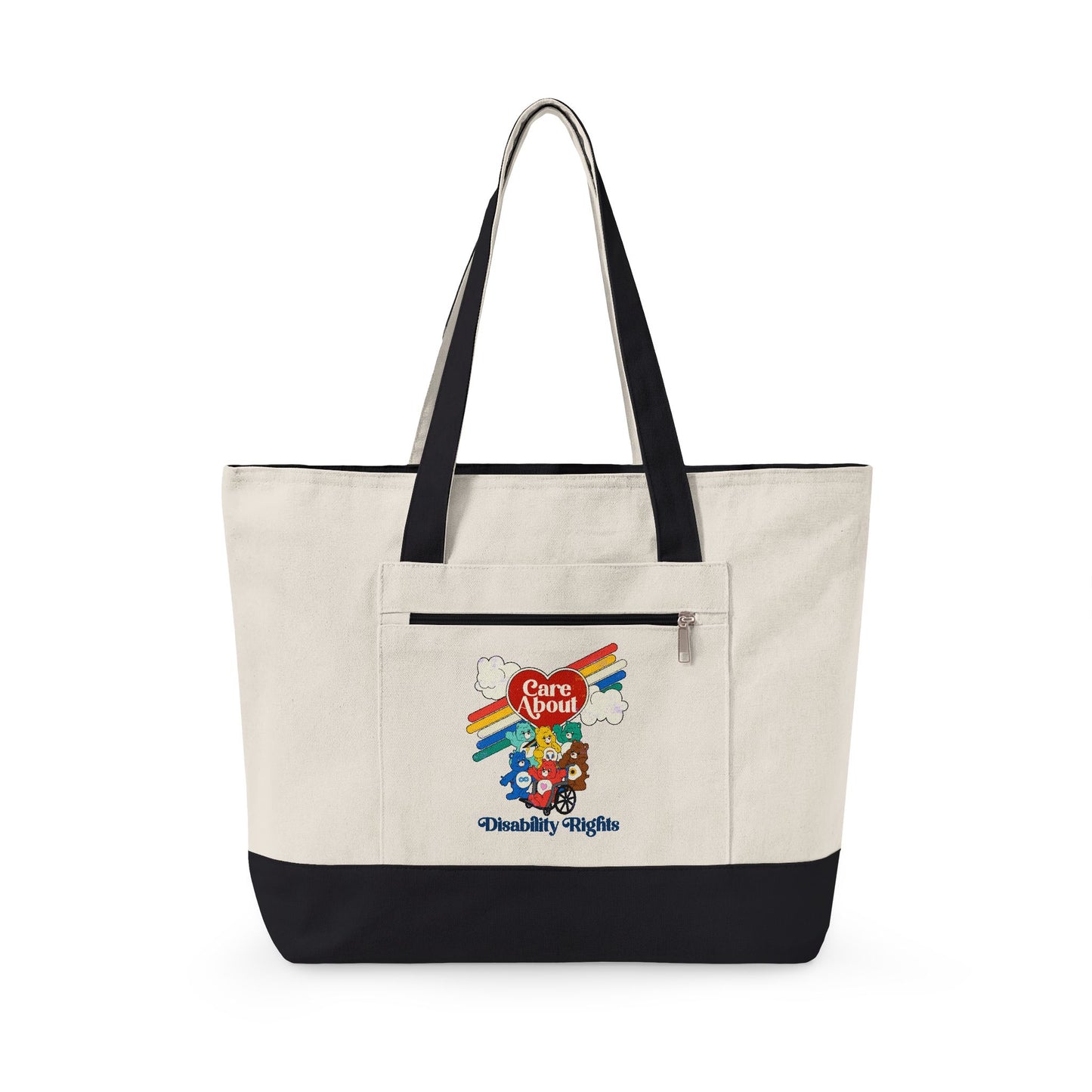 Care About Disability Rights - Zippered Canvas Tote Bag