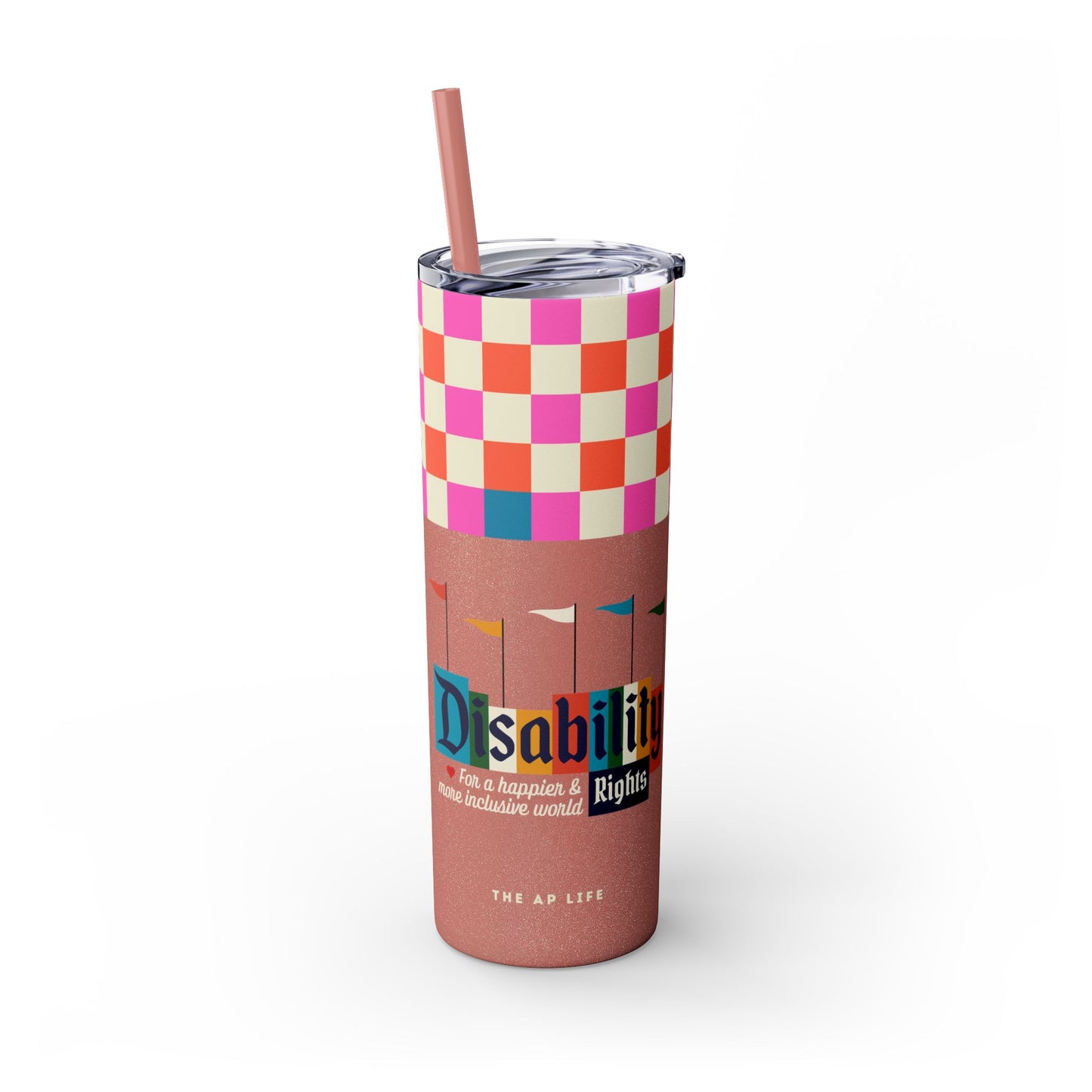 Disability Rights for a Happier & More Inclusive World - 20oz insulated tumbler with straw