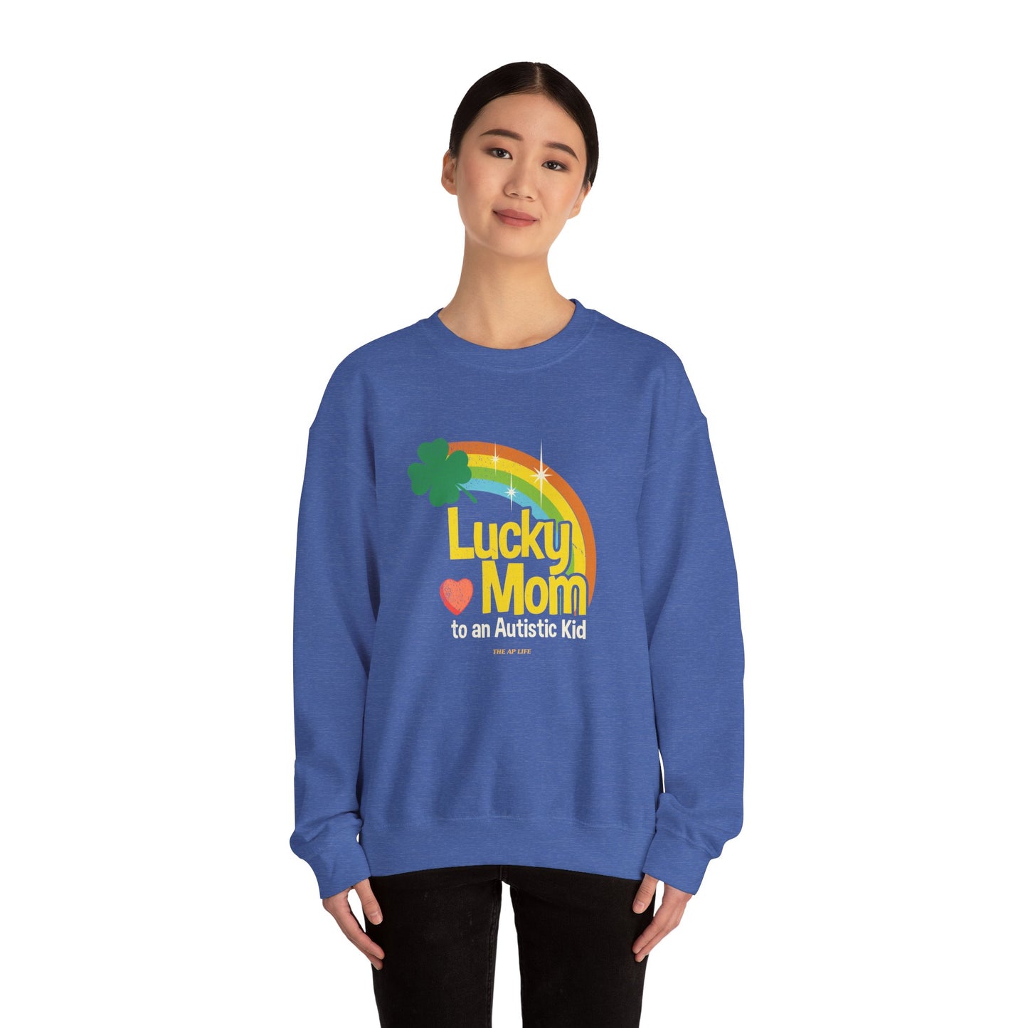 Lucky Mom to an Autistic Kid - Adult Unisex Heavy Blend™ Crewneck Sweatshirt