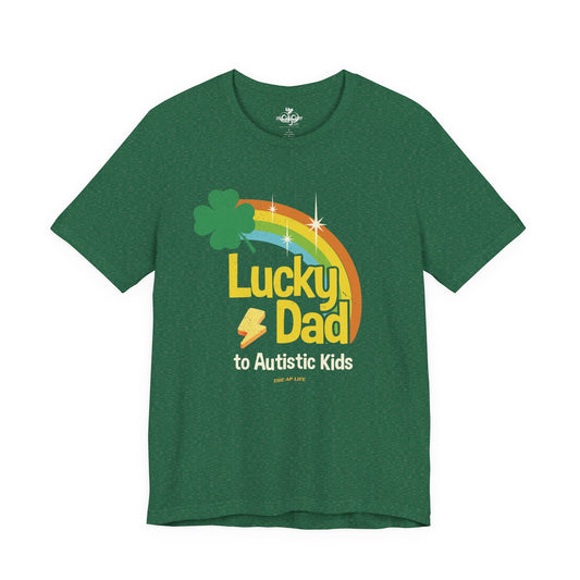 Lucky Dad to Autistic Kids - Adult Unisex Jersey Short Sleeve Tee