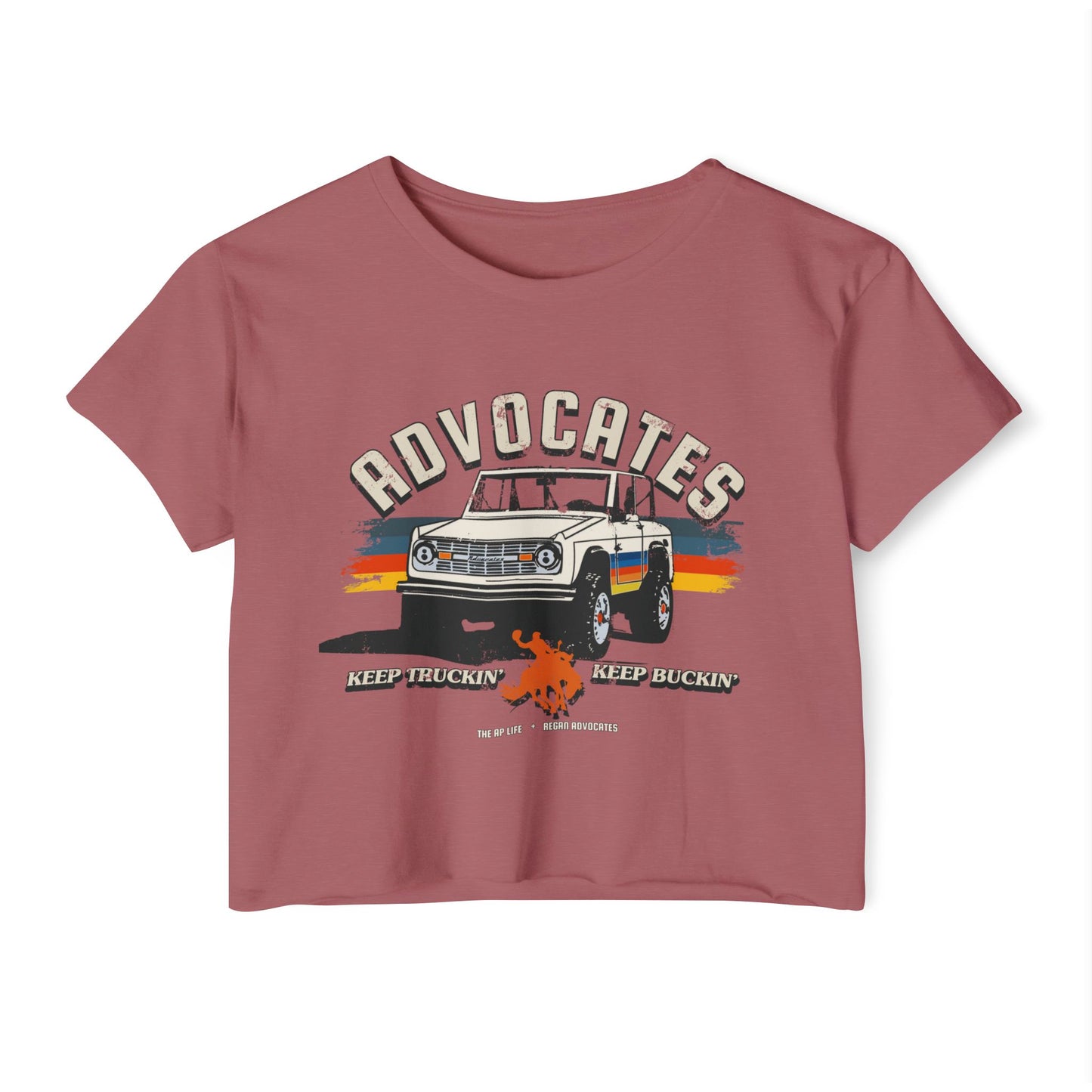 Advocates Keep Truckin', Keep Buckin' - Bronco Truck - Women's Crop Top Tee