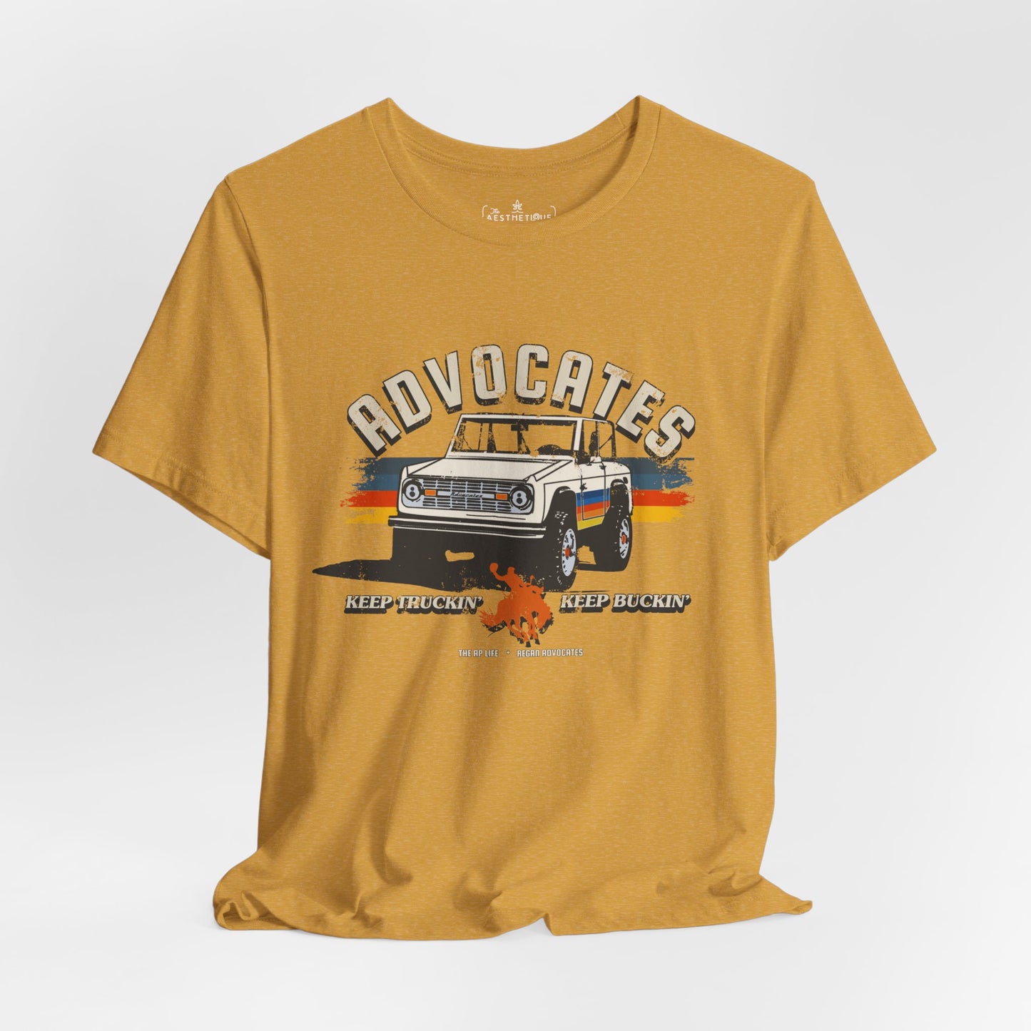Advocates Keep Truckin', Keep Buckin' - Retro Bronco Truck - Unisex Jersey Short Sleeve Tee