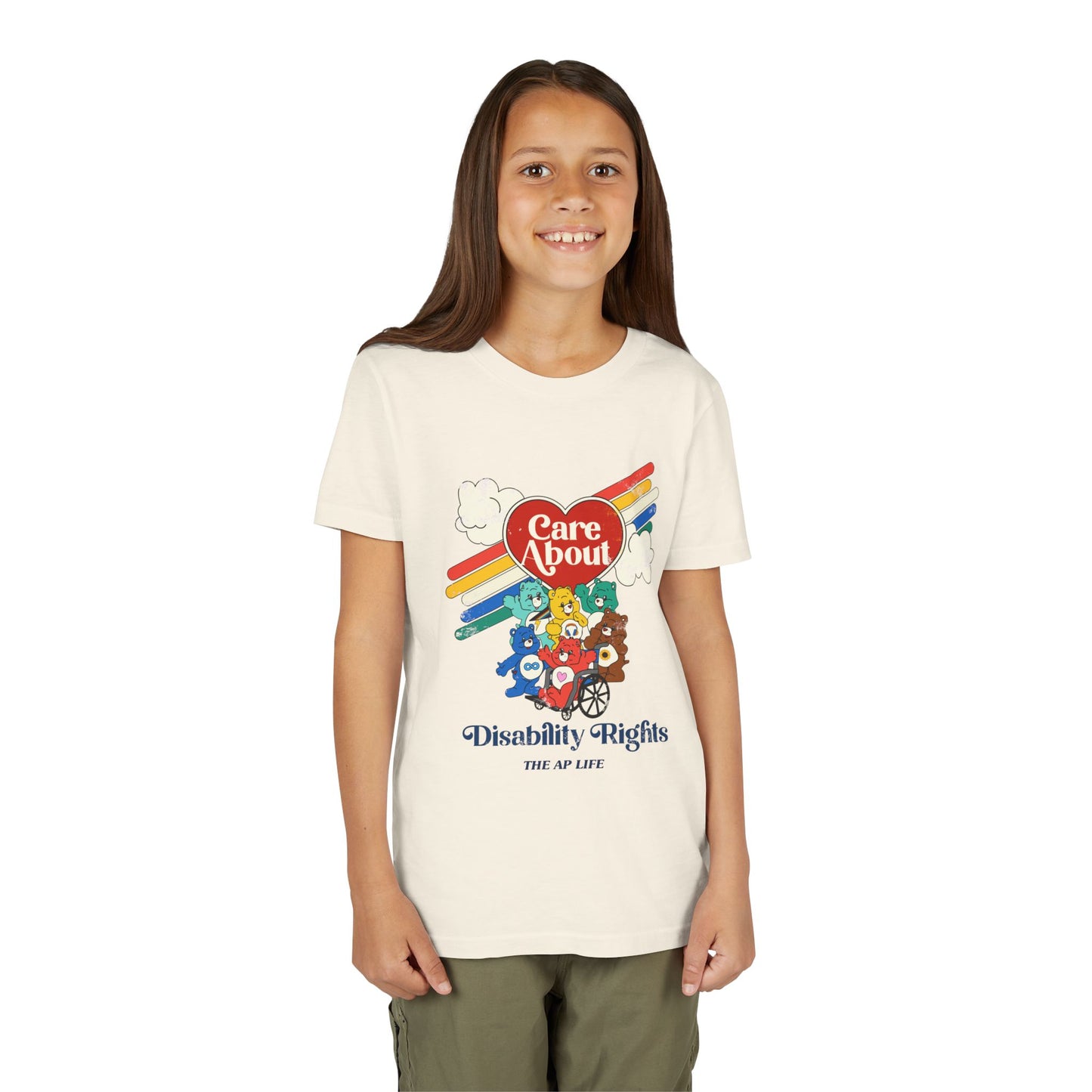 Care About Disability Rights - Retro 80s Vibe - Youth Unisex Jersey Tee