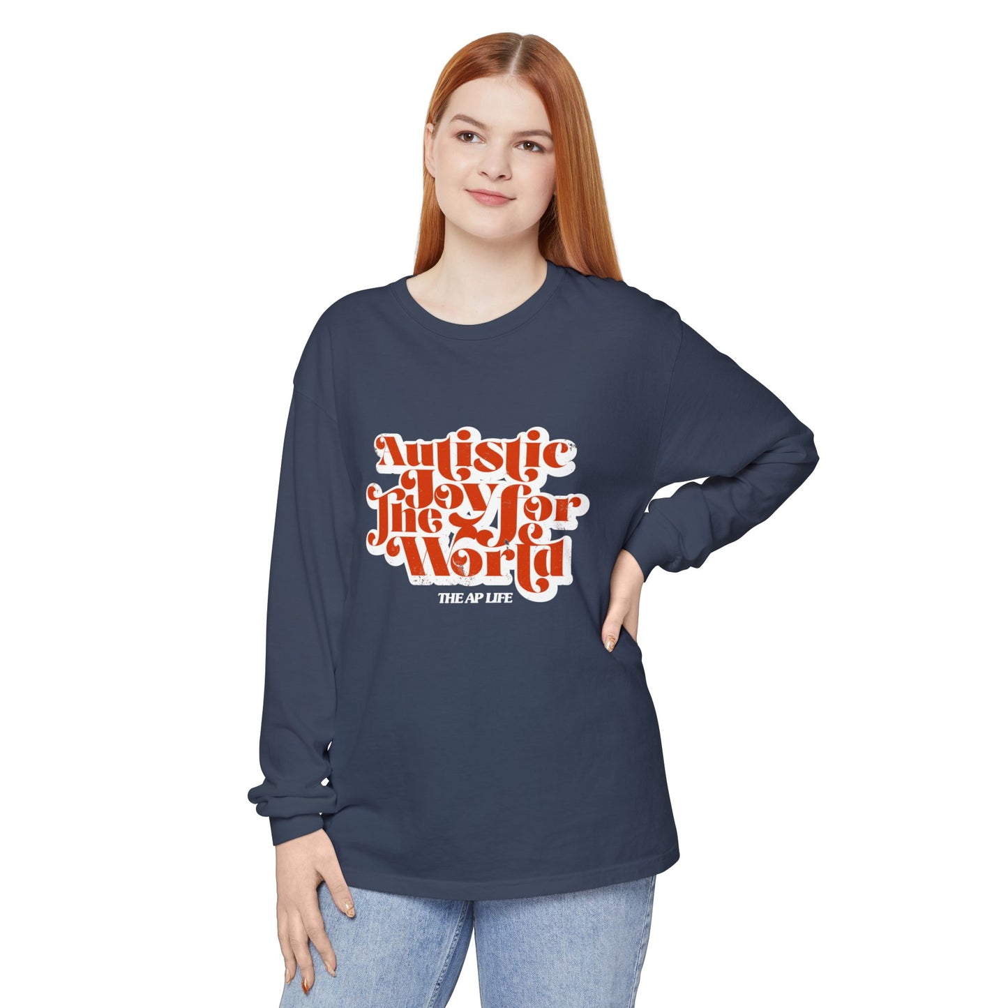Autistic Joy for the World - Unisex Garment-dyed Long Sleeve T-Shirt