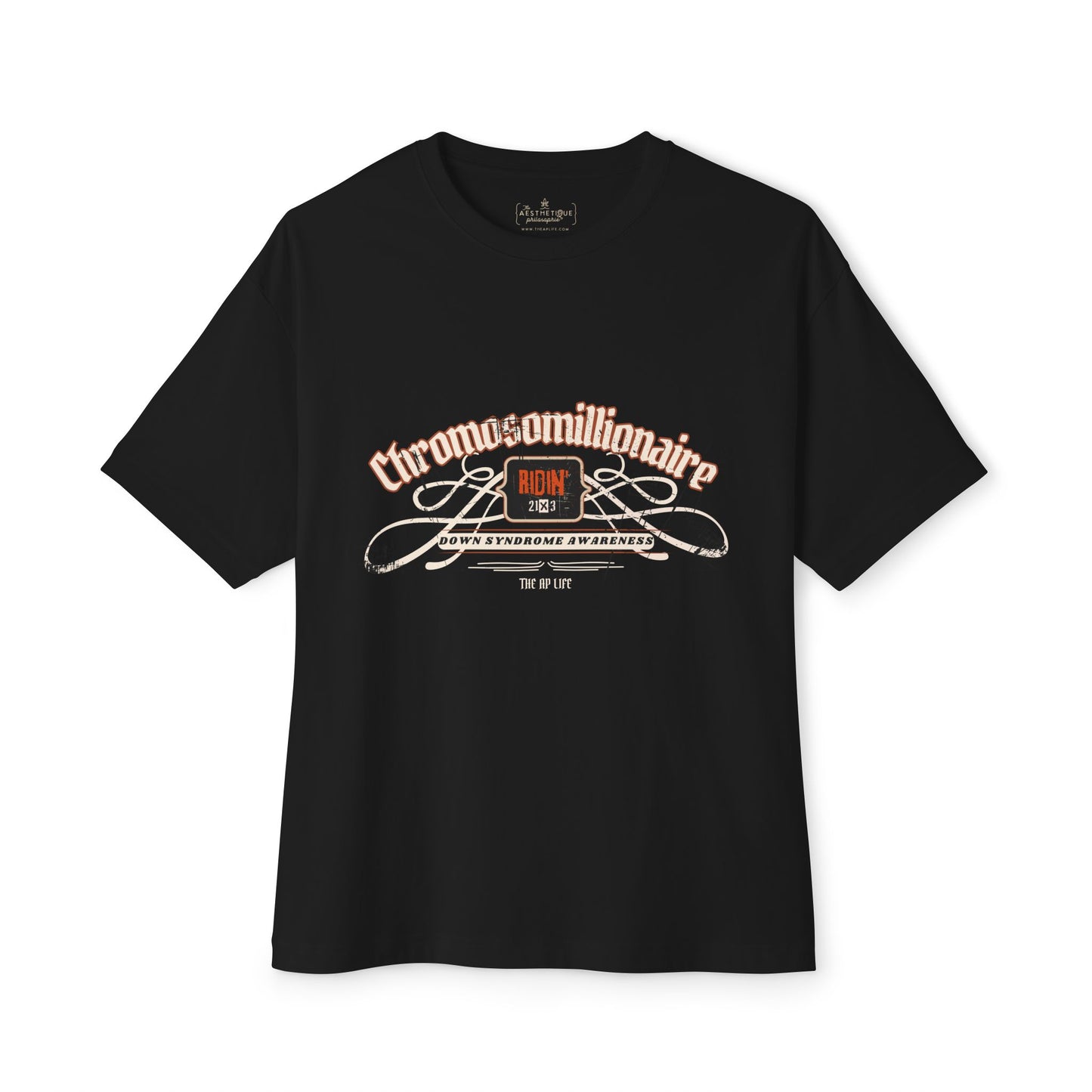 Chromosomillionaire Ridin' 21x3 DS Awareness - Adult Unisex Oversized Boxy Tee