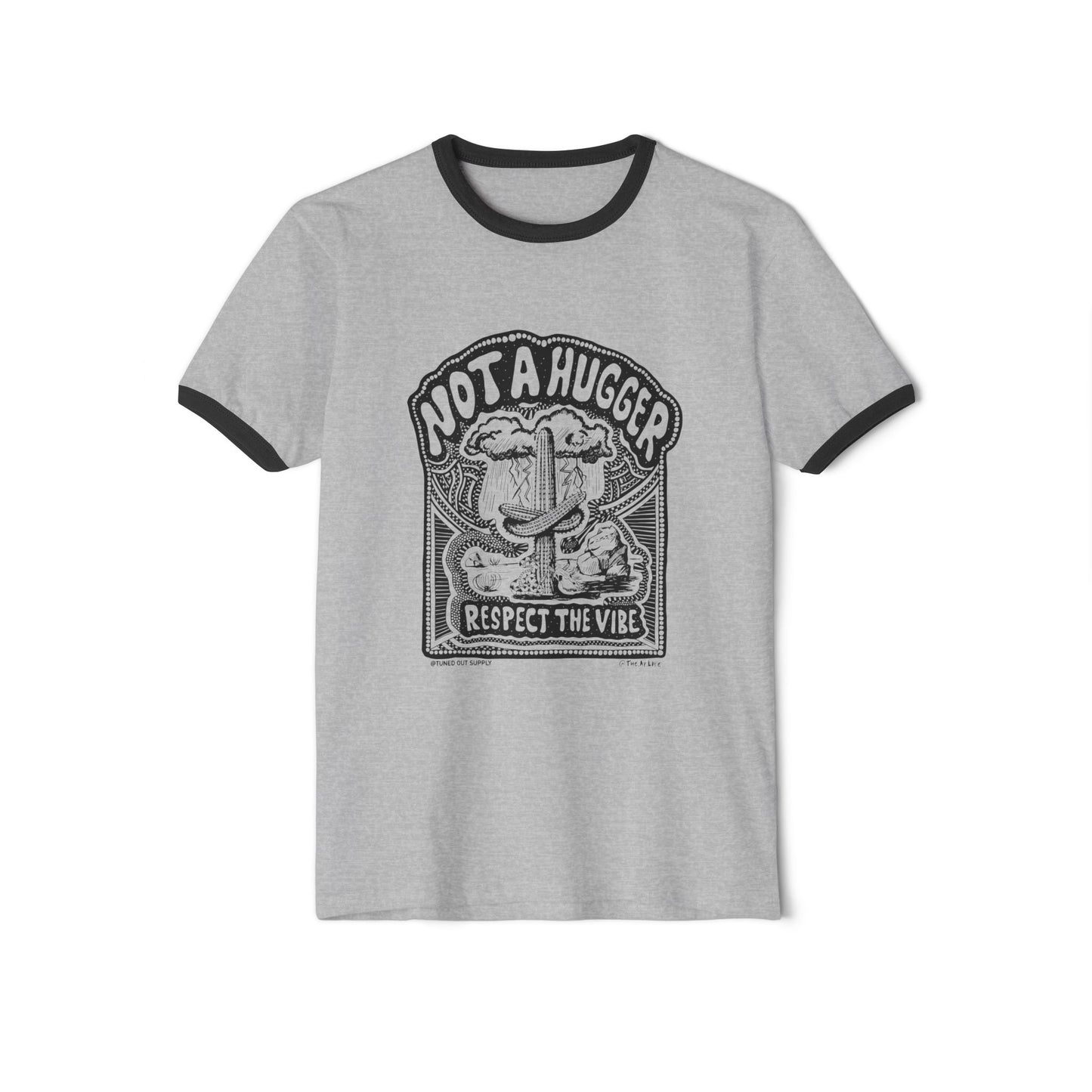 Not A Hugger - Adult Unisex Ringer Tee - Tuned Out Supply + The AP Life Collab
