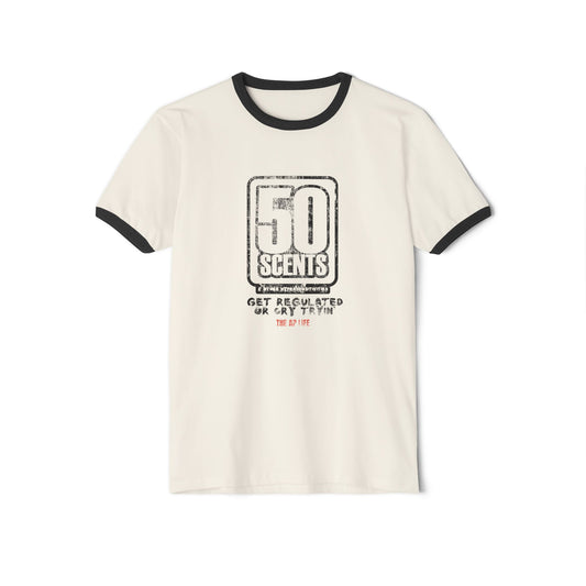 50 Scents & Other Hypersensitivities - Get Regulated or Cry Tryin' - Adult Unisex Cotton Ringer T-Shirt