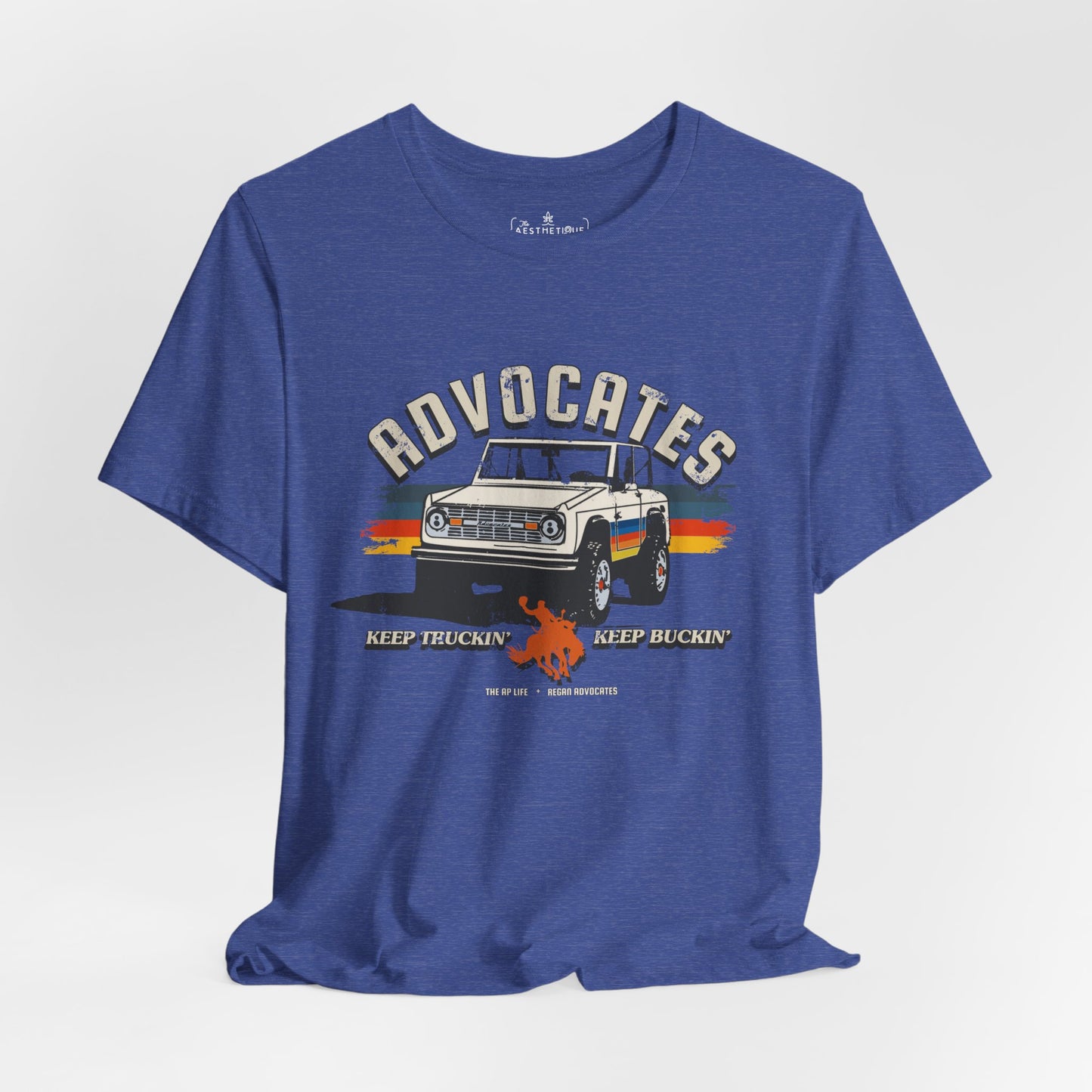 Advocates Keep Truckin', Keep Buckin' - Retro Bronco Truck - Unisex Jersey Short Sleeve Tee