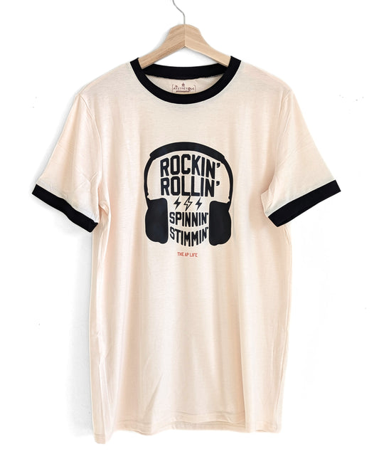 Rockin' Rollin' Spinnin' Stimmin' Unisex Ringer Tee