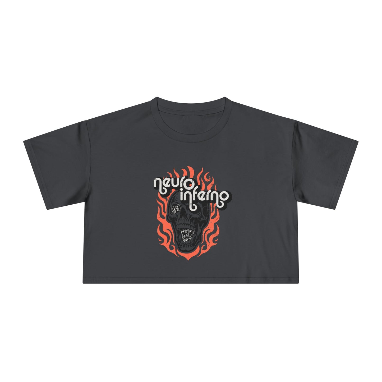 Neuro-Inferno - AuDHD Burnout Baby, Burnout - Patrick Casale Collab - Women's Crop Top Tee