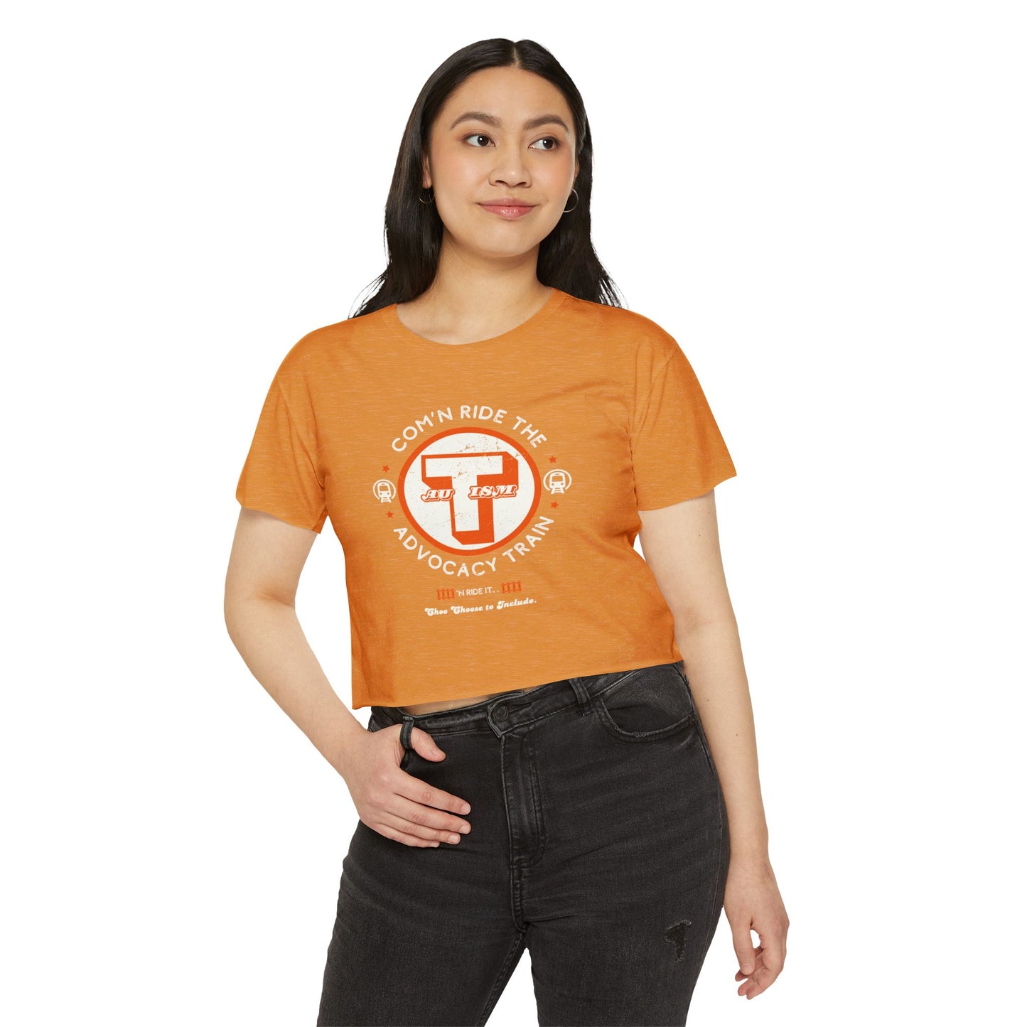 C'mon Ride The Autism Advocacy Train - Women's Crop Top