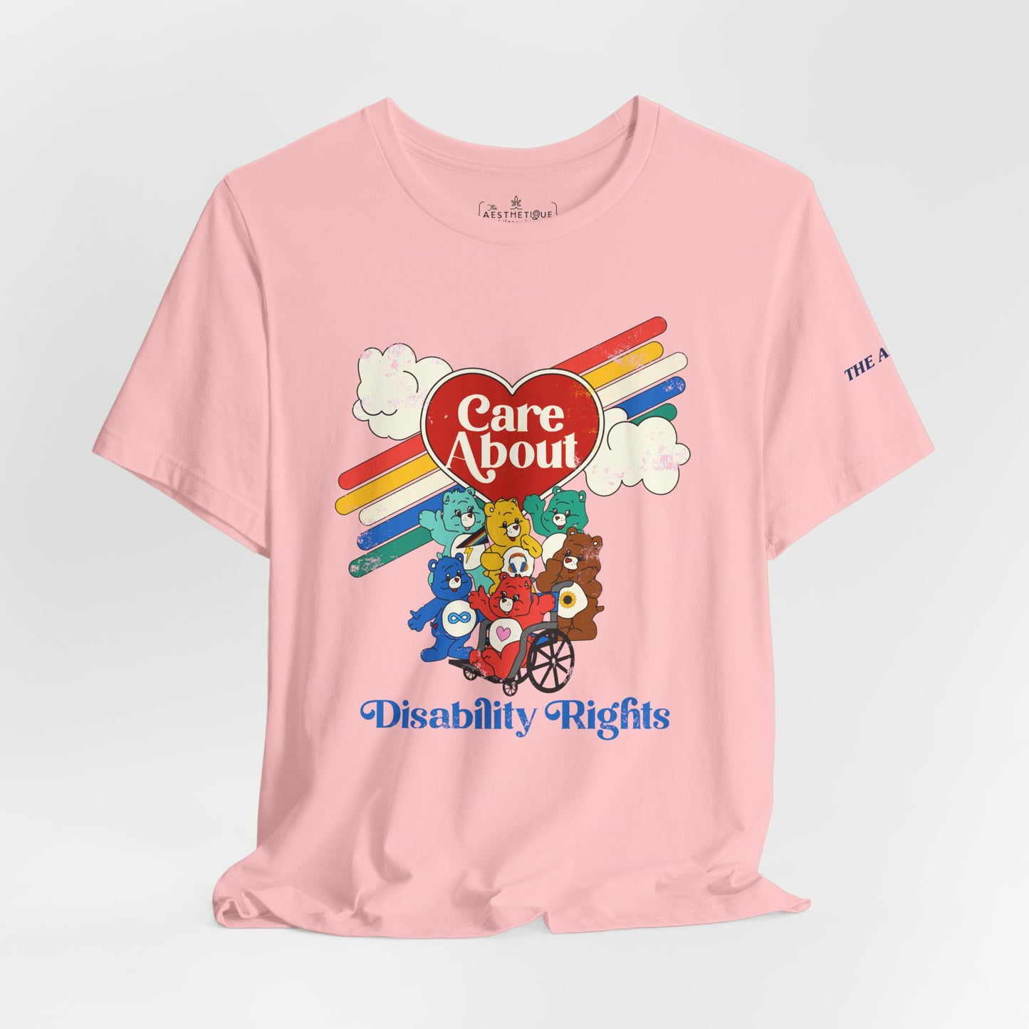 Care About Disability Rights - Retro 80s Vibe - Adult Unisex Jersey Tee (Ships Internationally)