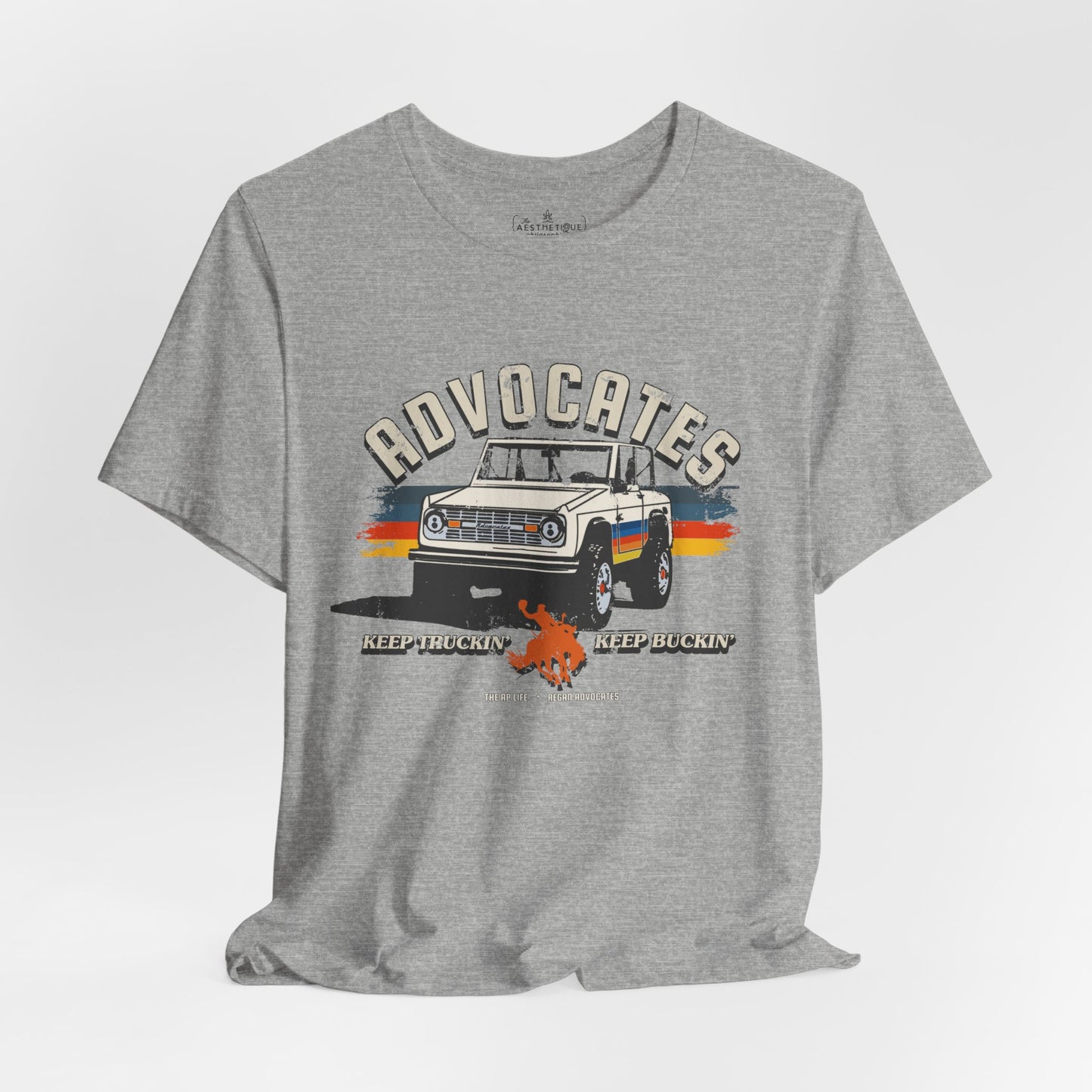 Advocates Keep Truckin', Keep Buckin' - Bronco Truck - Adult Unisex Jersey Tee