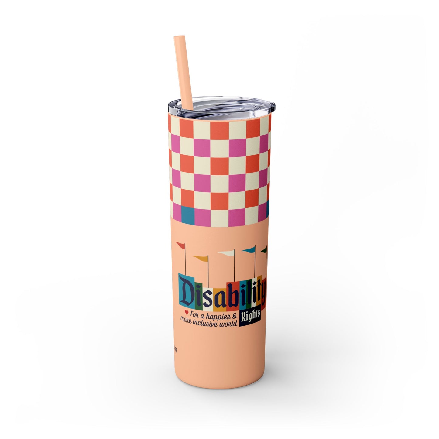 Disability Rights for a Happier & More Inclusive World - 20oz insulated tumbler with straw