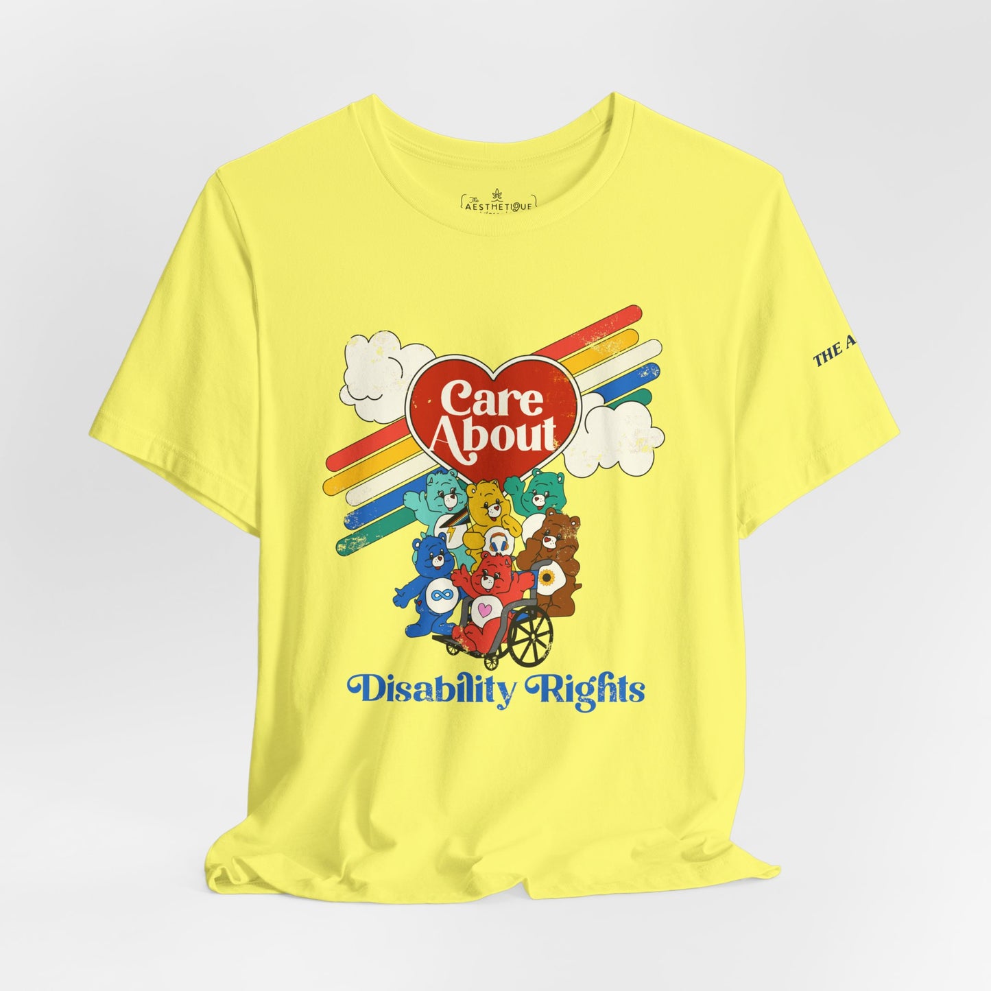 Care About Disability Rights - Retro 80s Vibe - Adult Unisex Jersey Tee (Ships Internationally)