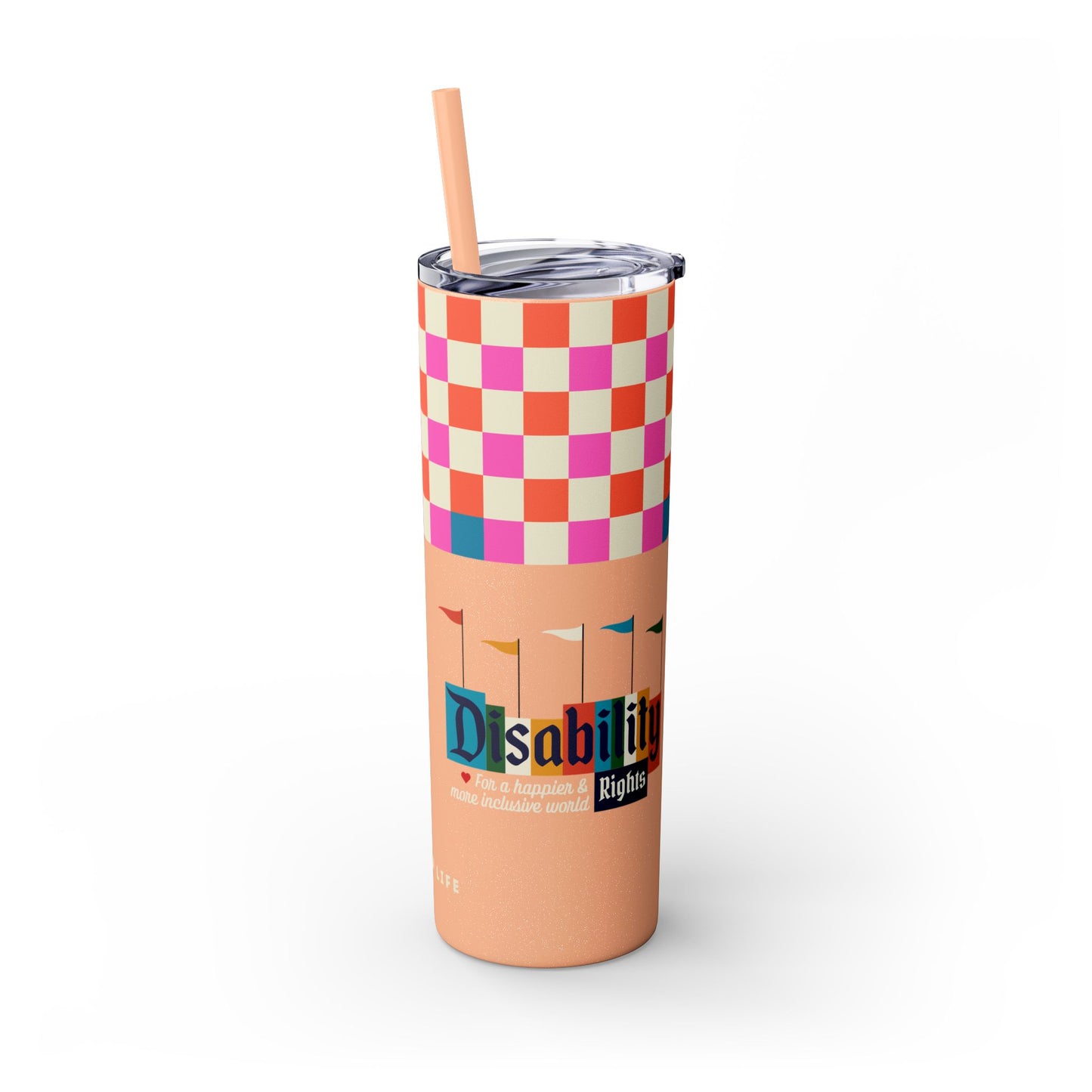Disability Rights for a Happier & More Inclusive World - 20oz insulated tumbler with straw