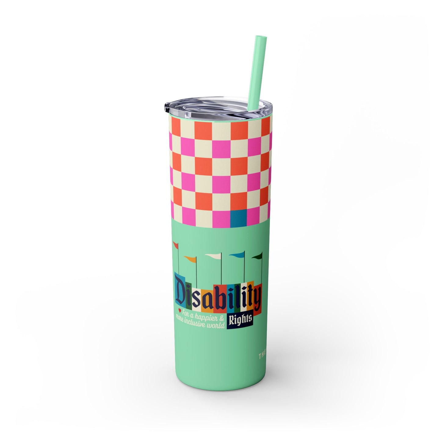 Disability Rights for a Happier & More Inclusive World - 20oz insulated tumbler with straw
