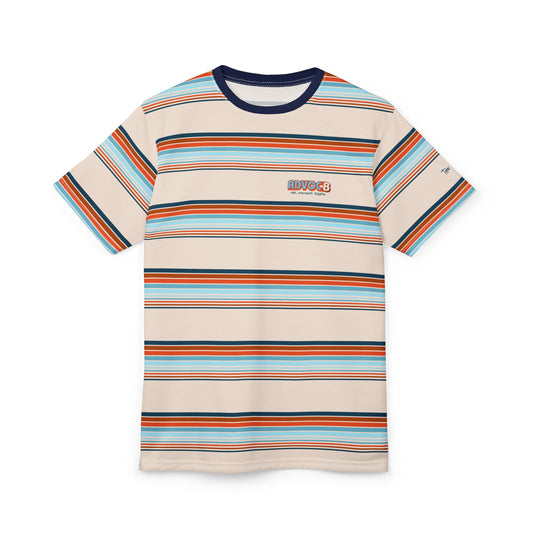 Advoc8 for Disability Rights - 90s style striped - Adult Unisex Oversized Tee