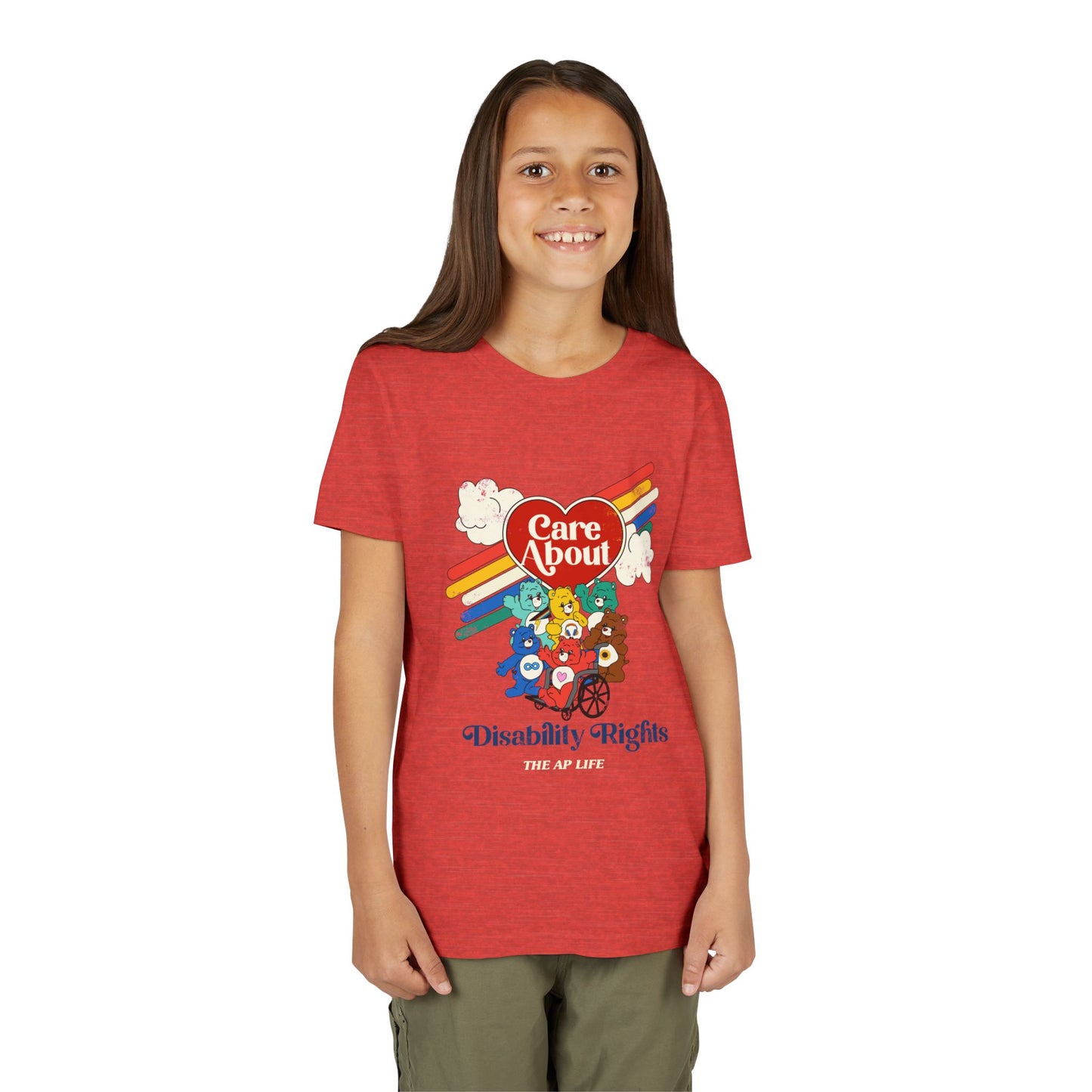 Care About Disability Rights - Retro 80s Vibe - Youth Unisex Jersey Tee