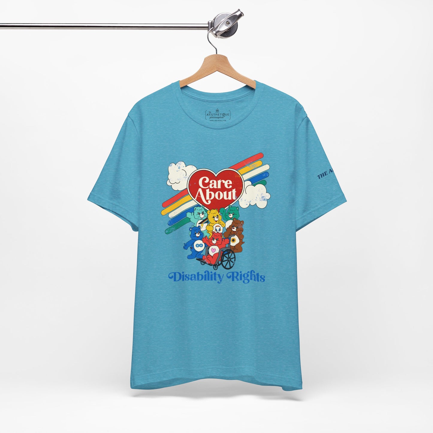 Care About Disability Rights - Retro 80s Vibe - Adult Unisex Jersey Tee (Ships Internationally)