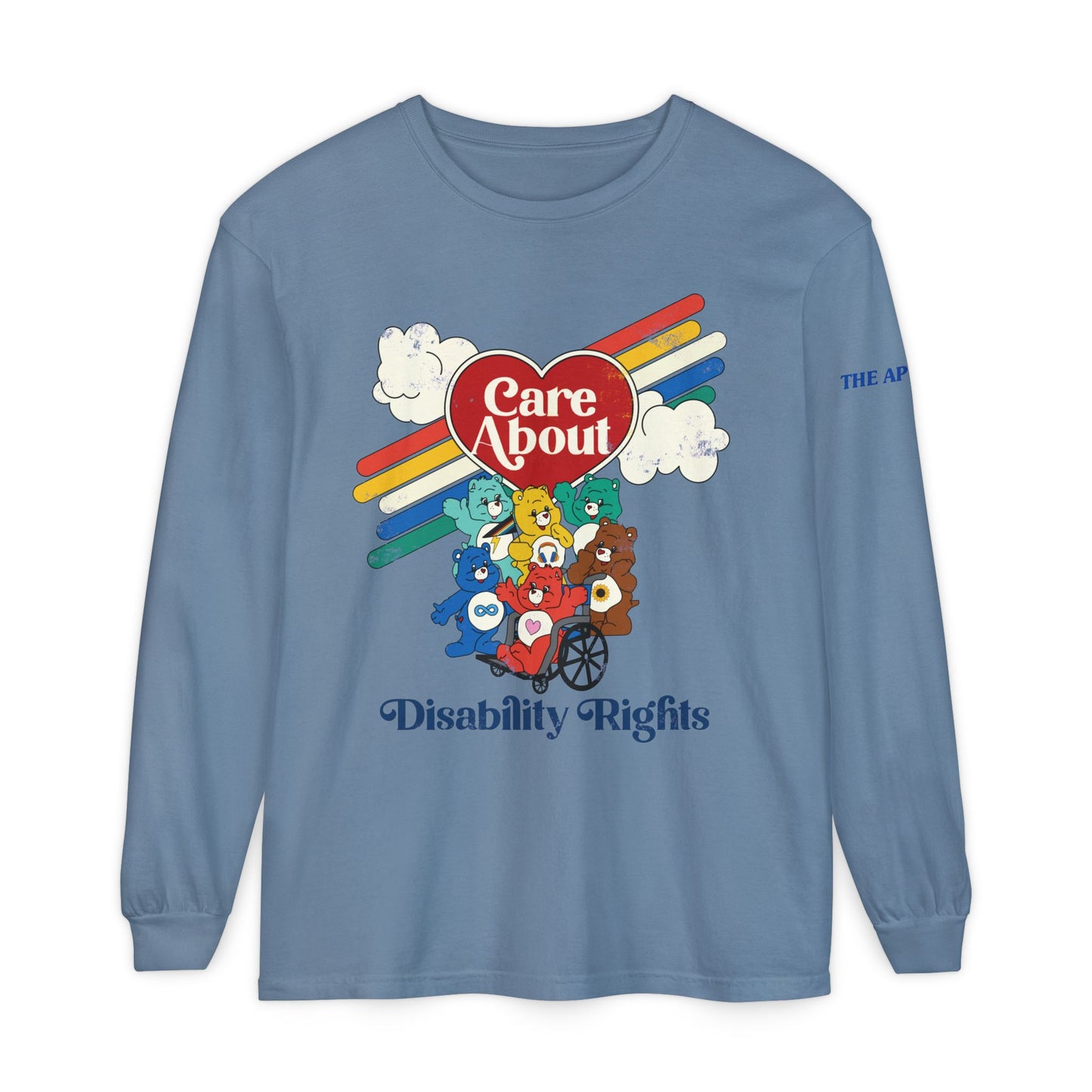 Care About Disability Rights - Retro 80s Vibe - Adult Unisex Garment-dyed Long Sleeve T-Shirt