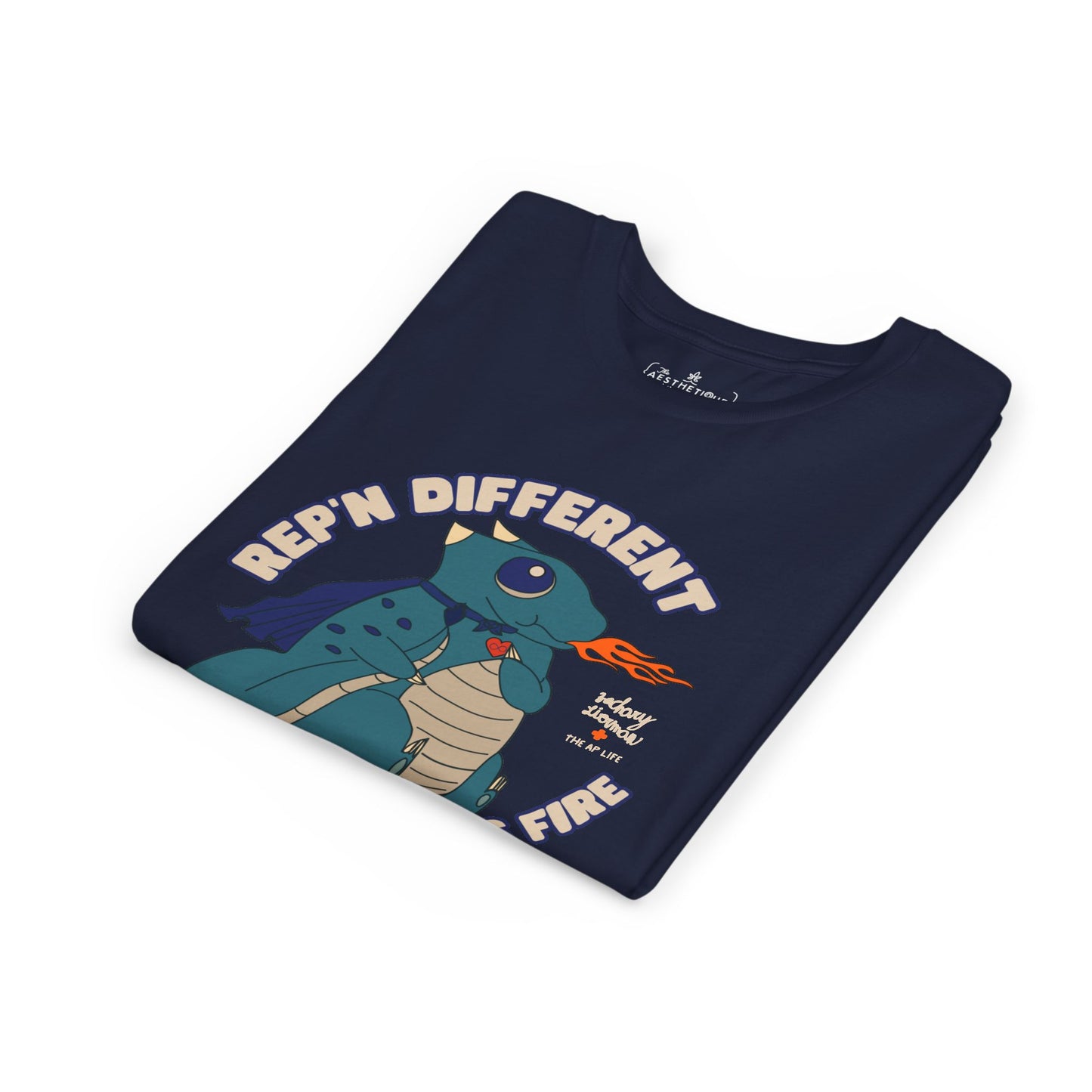 Rep'n Different - Autism is Fire - Dragon Character - Zachary Lierman - Youth Unisex Jersey Tee