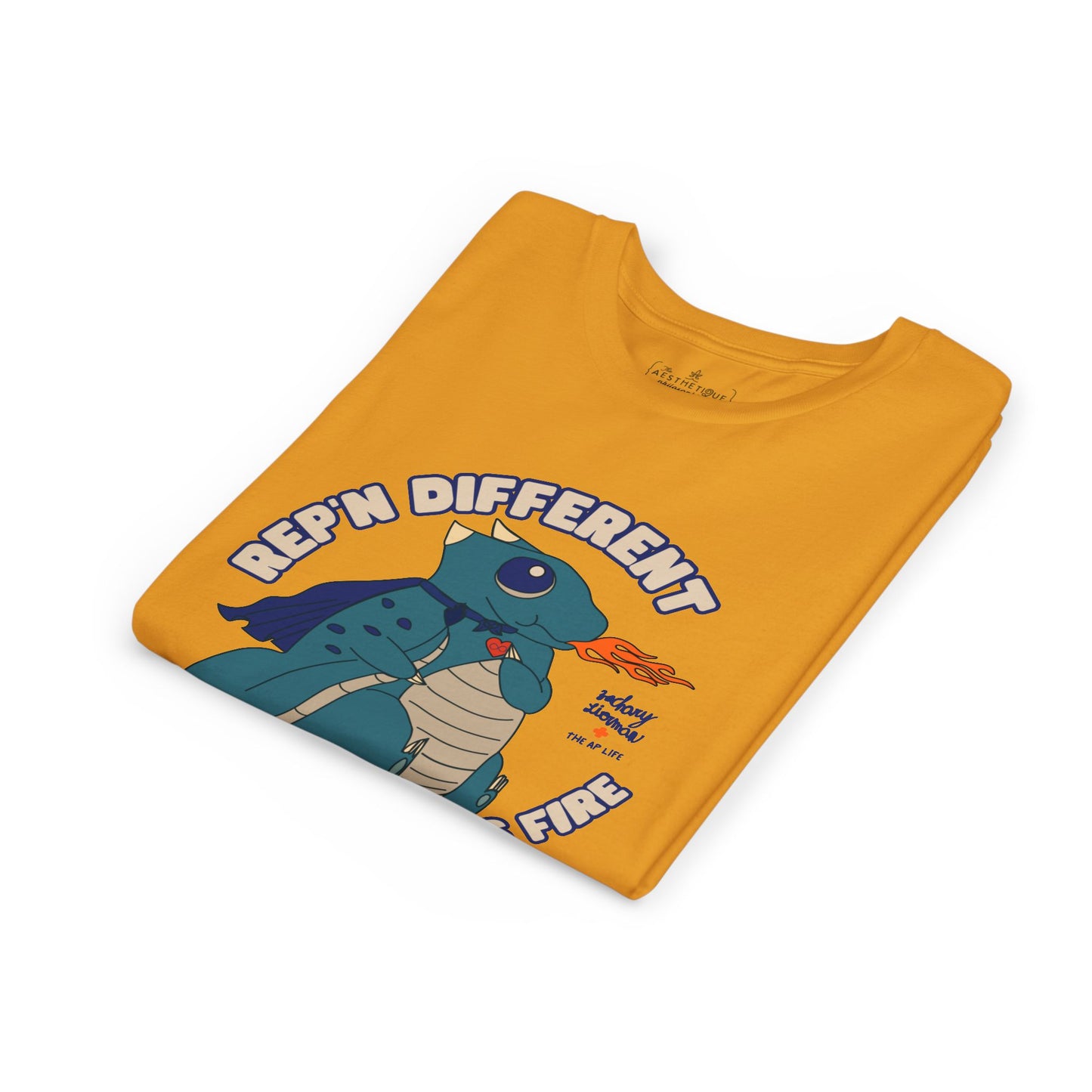 Rep'n Different - Autism is Fire - Dragon Character - Zachary Lierman - Youth Unisex Jersey Tee
