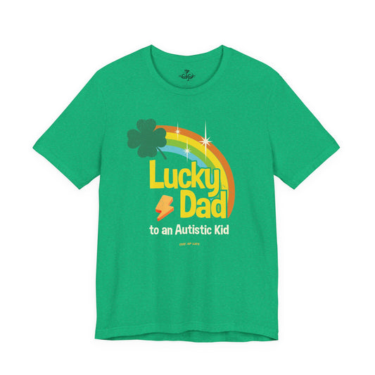 Lucky Dad to an Autistic Kid - Adult Unisex Jersey Short Sleeve Tee