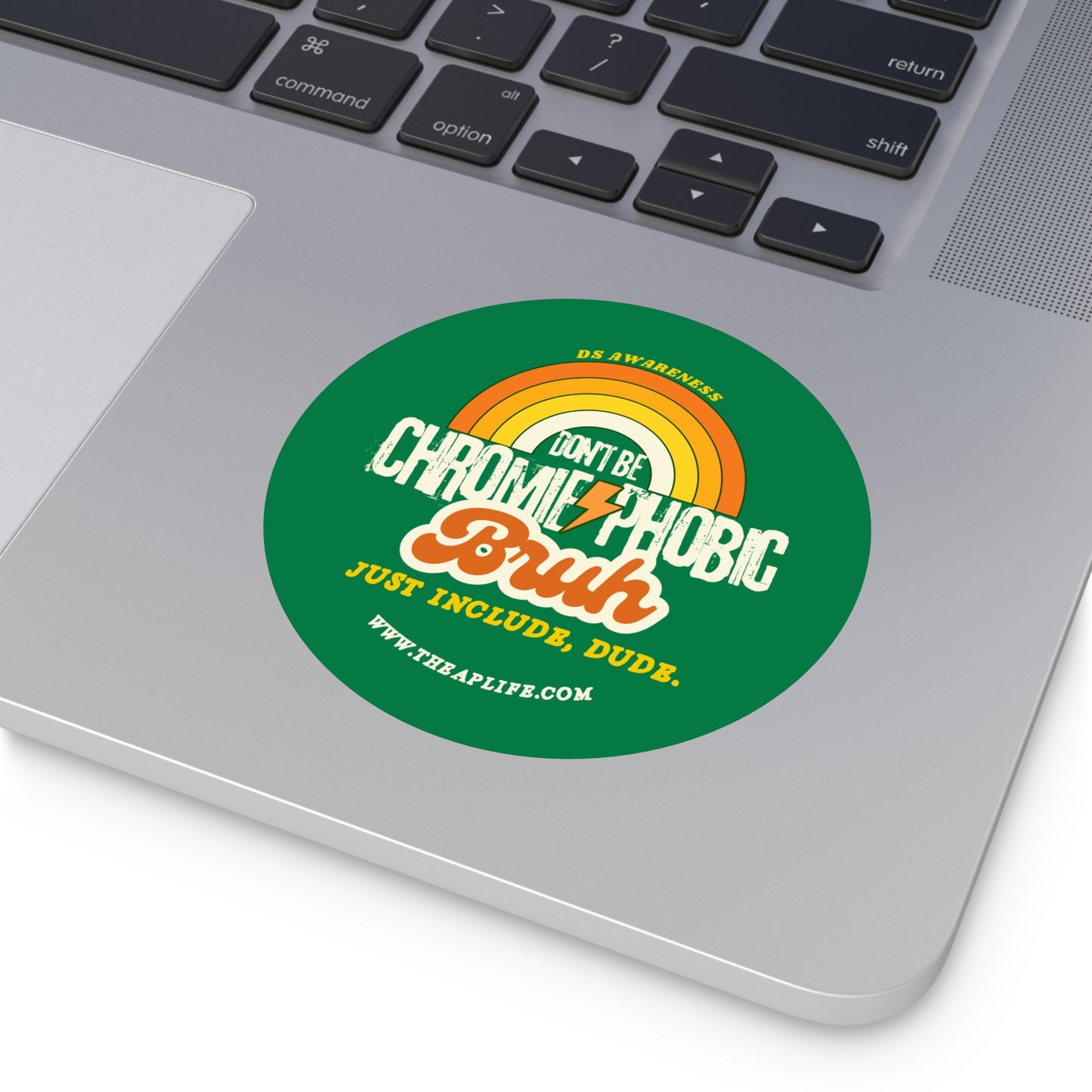 Don't Be Chromie-Phobic, Bruh. Just Include, Dude DS Awareness - Round Vinyl Matte Sticker