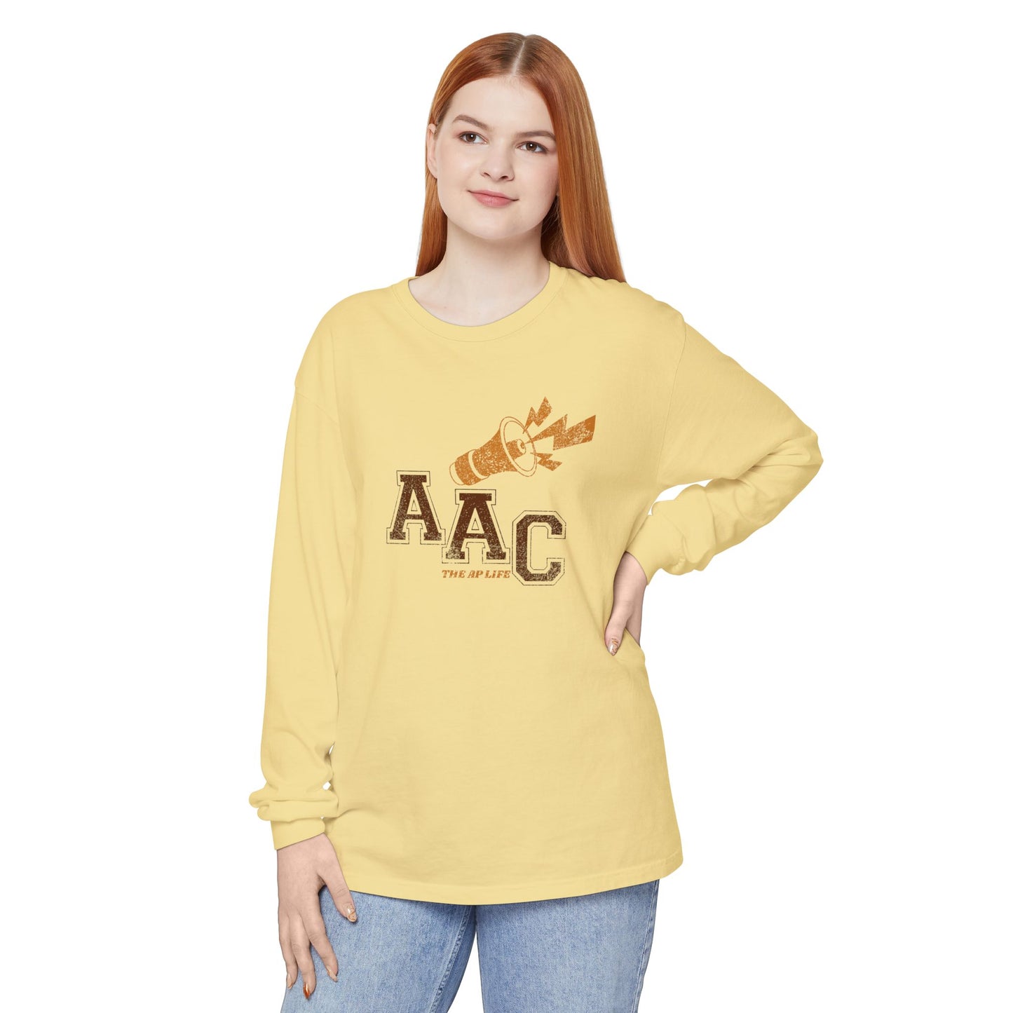 AAC Supports Team Enthusiast - Communication for the Win - Unisex Garment-dyed Long Sleeve T-Shirt