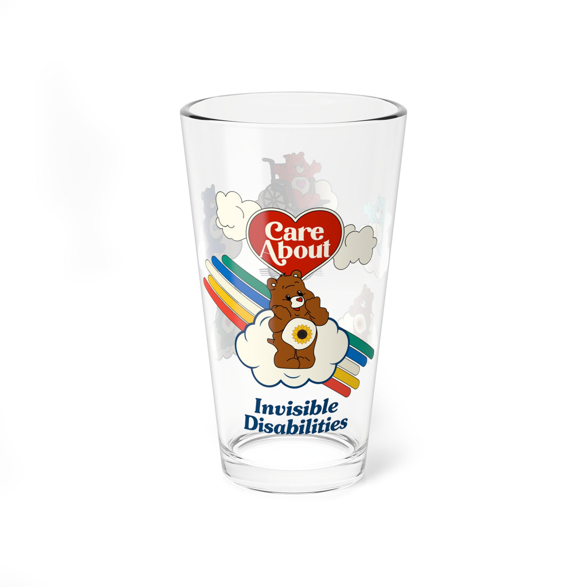 Care About Invisible Disabilities - Drinking Glass, 16oz