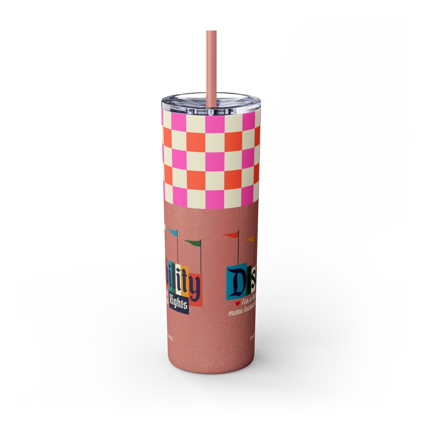 Disability Rights for a Happier & More Inclusive World - 20oz insulated tumbler with straw