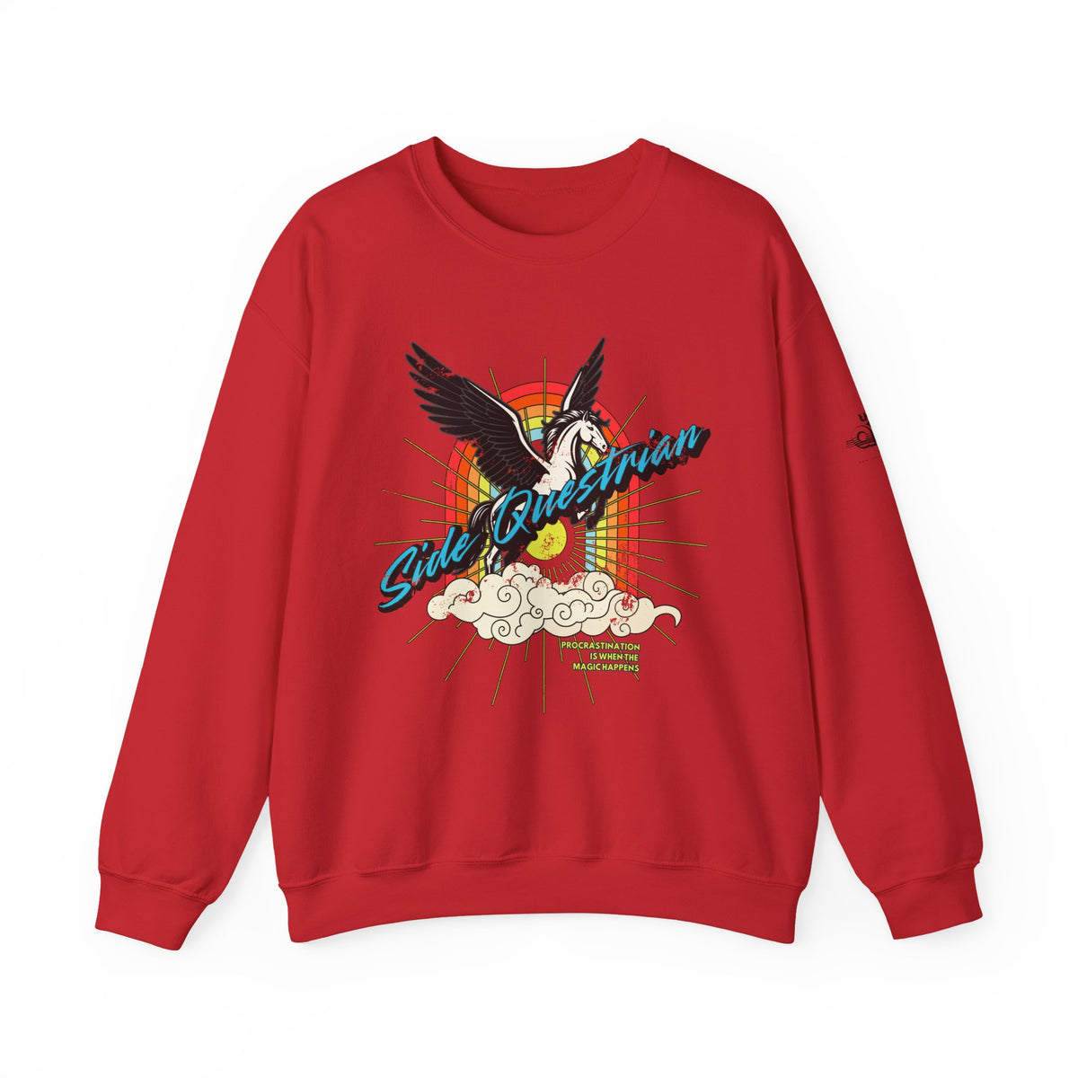 Side Questrian - Procrastination is When the Magic Happens - Adult Unisex Heavy Blend™ Crewneck Sweatshirt