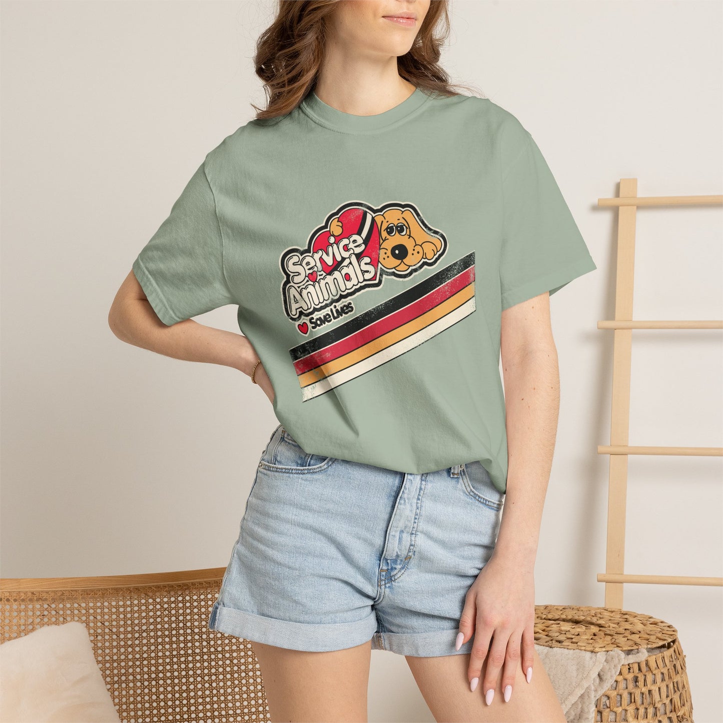 Service Animals Save Lives - Adult Unisex Garment-Dyed T-shirt