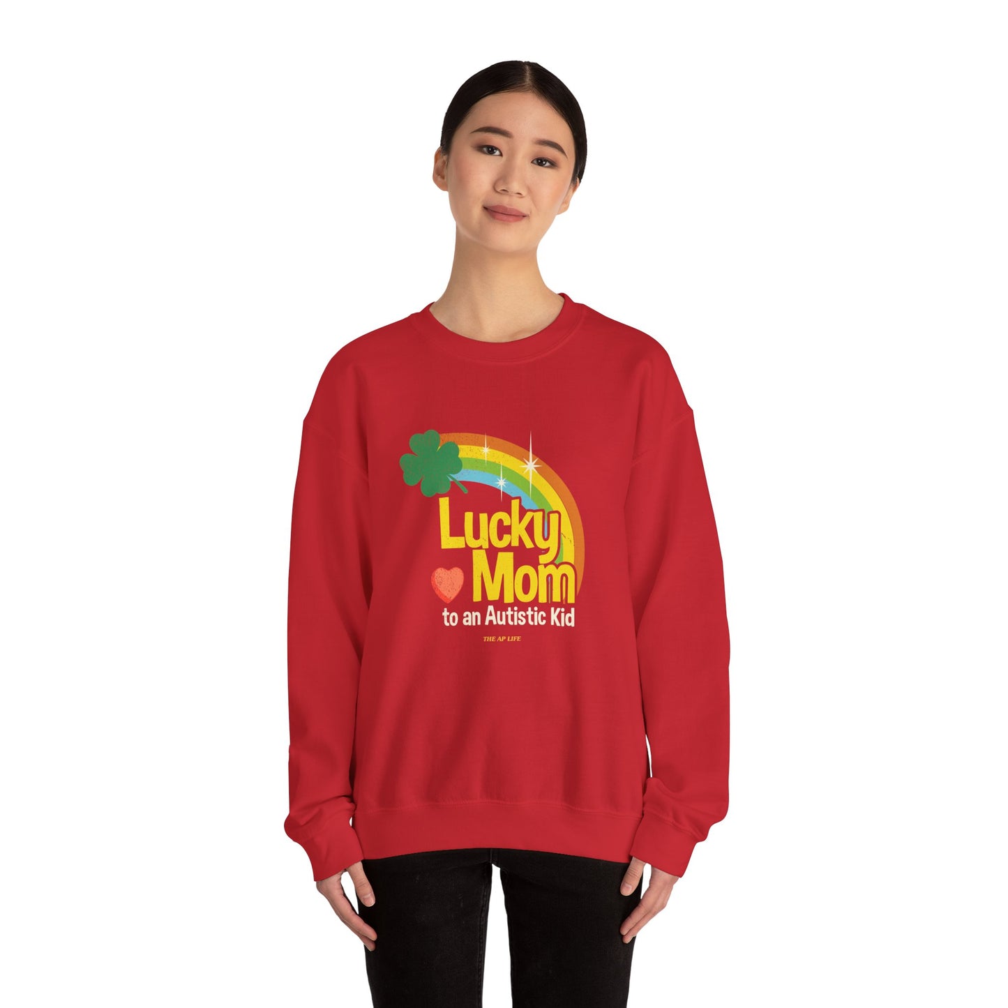Lucky Mom to an Autistic Kid - Adult Unisex Heavy Blend™ Crewneck Sweatshirt