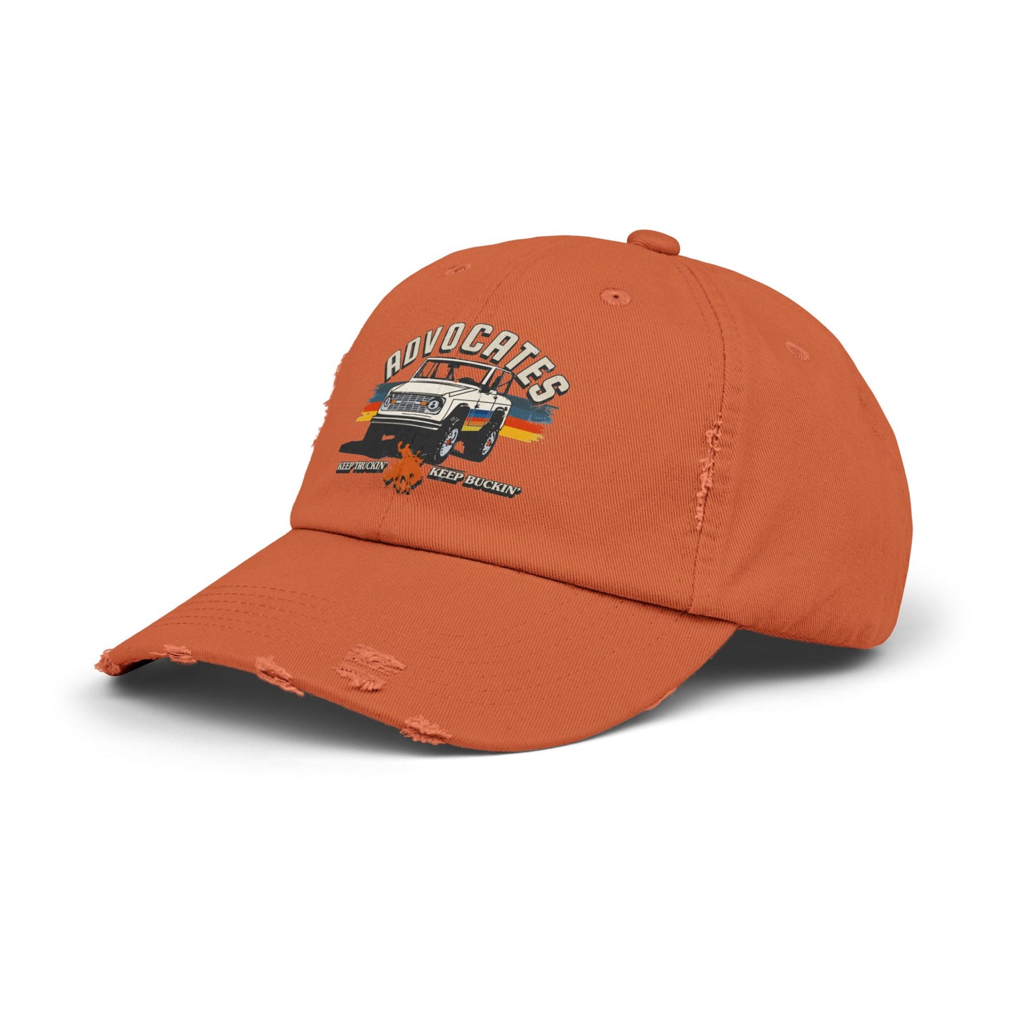 Advocates Keep Truckin', Keep Buckin' - Retro Bronco Truck - Unisex Distressed Cap